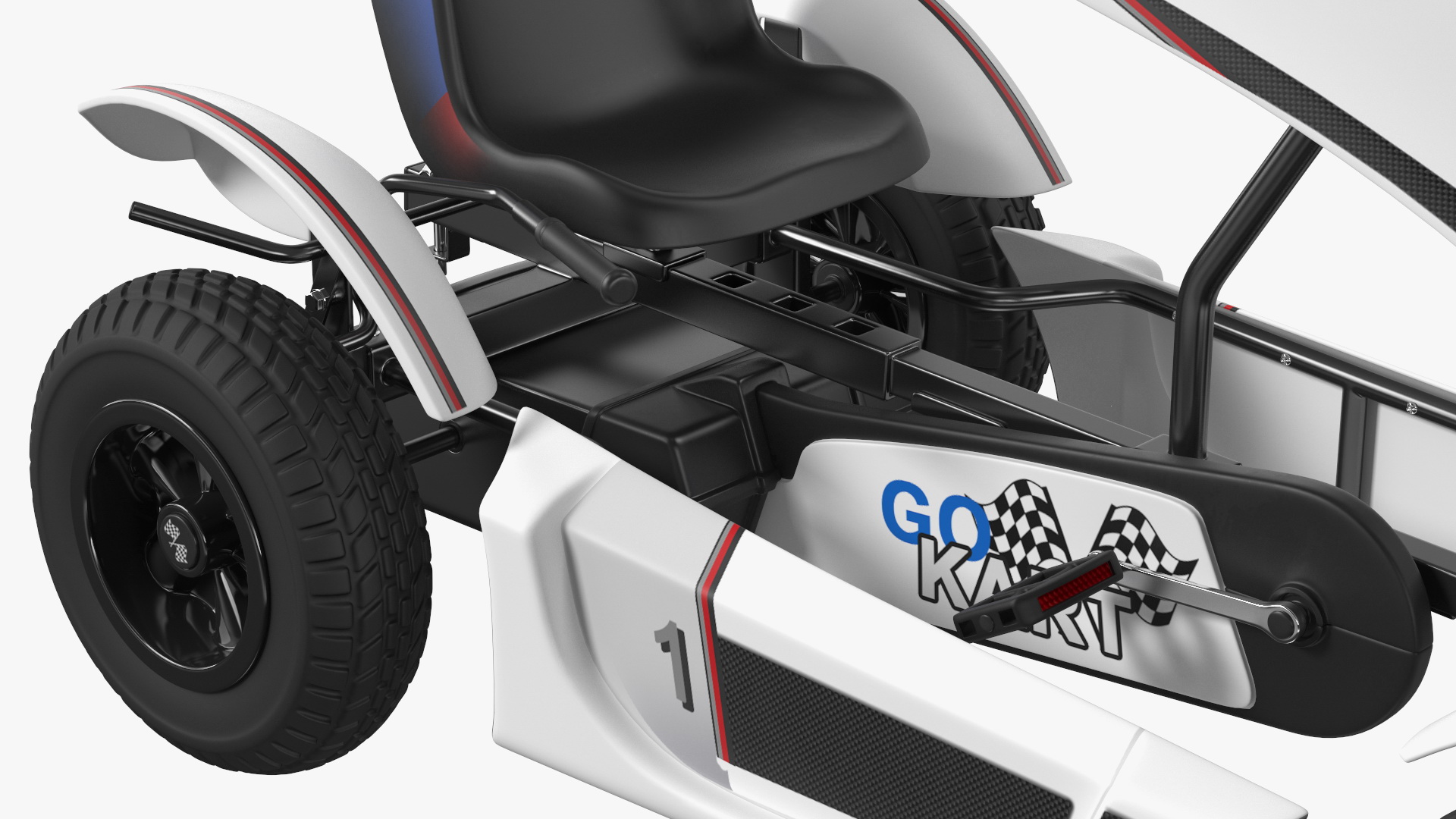 3D White Pedal Go Kart with Frame Race Rigged for Cinema 4D
