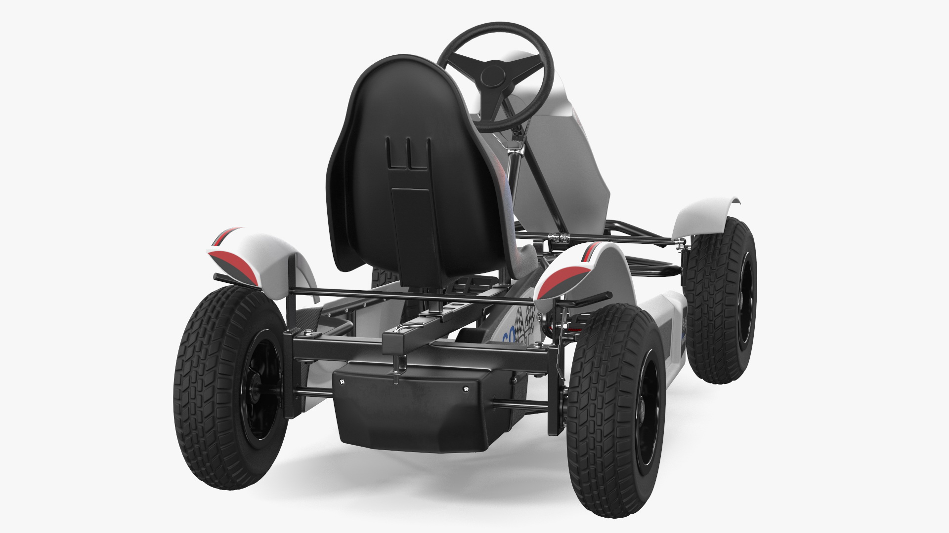 3D White Pedal Go Kart with Frame Race Rigged for Cinema 4D
