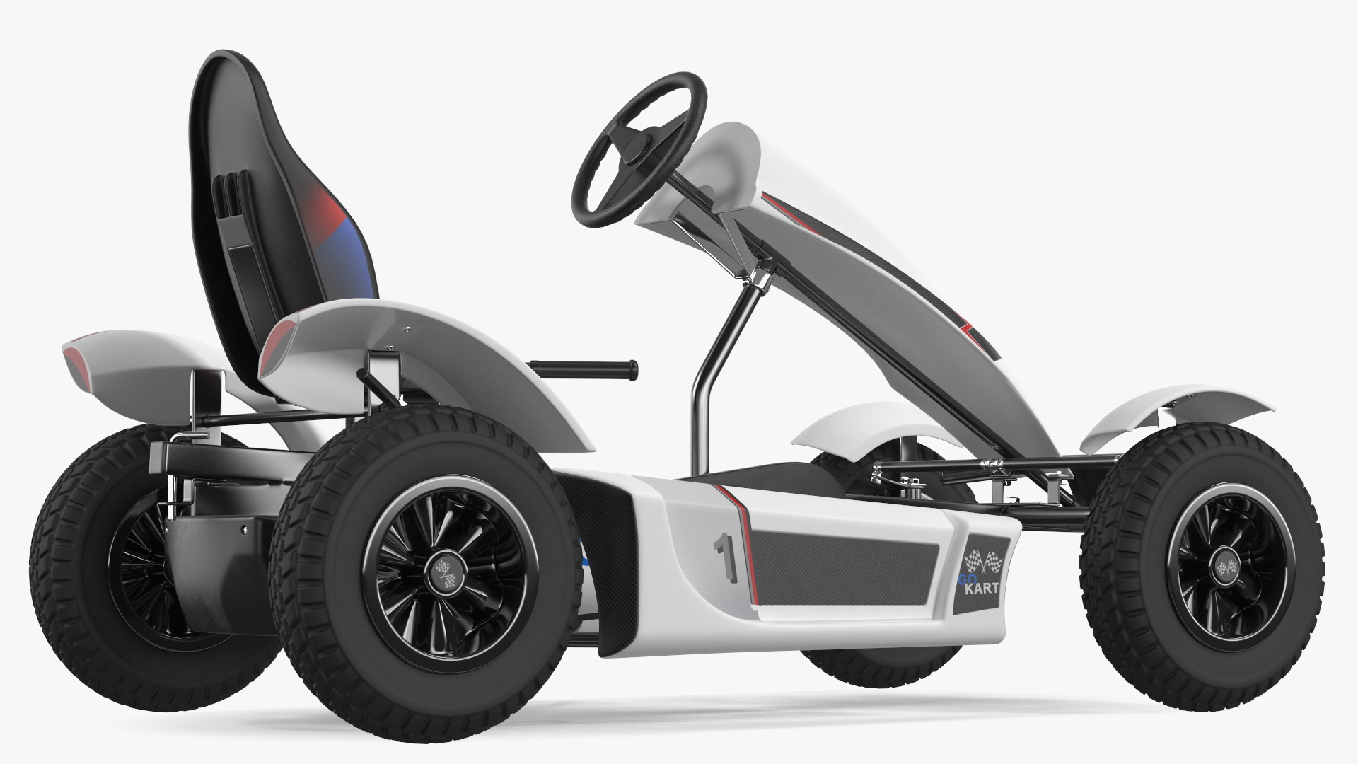 3D White Pedal Go Kart with Frame Race Rigged for Cinema 4D