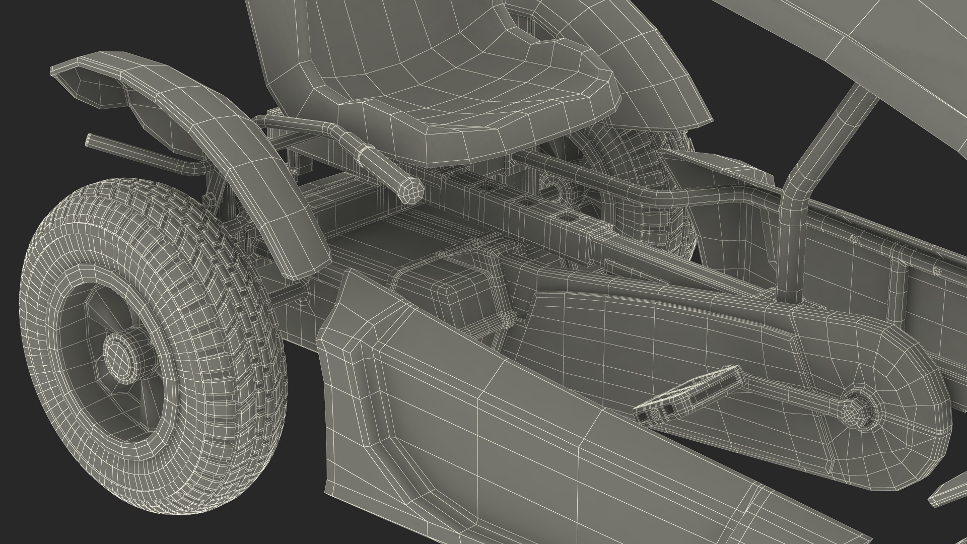 3D White Pedal Go Kart with Frame Race Rigged for Cinema 4D
