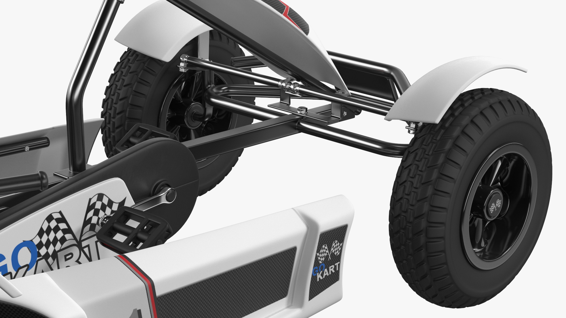 3D White Pedal Go Kart with Frame Race Rigged for Cinema 4D