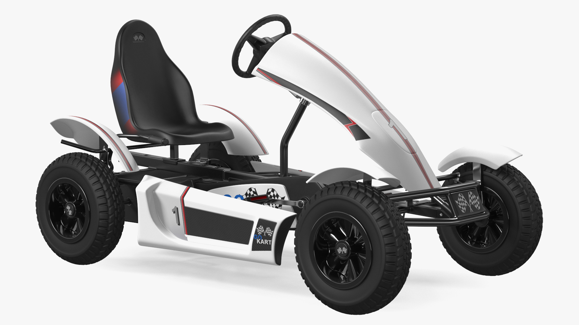 3D White Pedal Go Kart with Frame Race Rigged for Cinema 4D