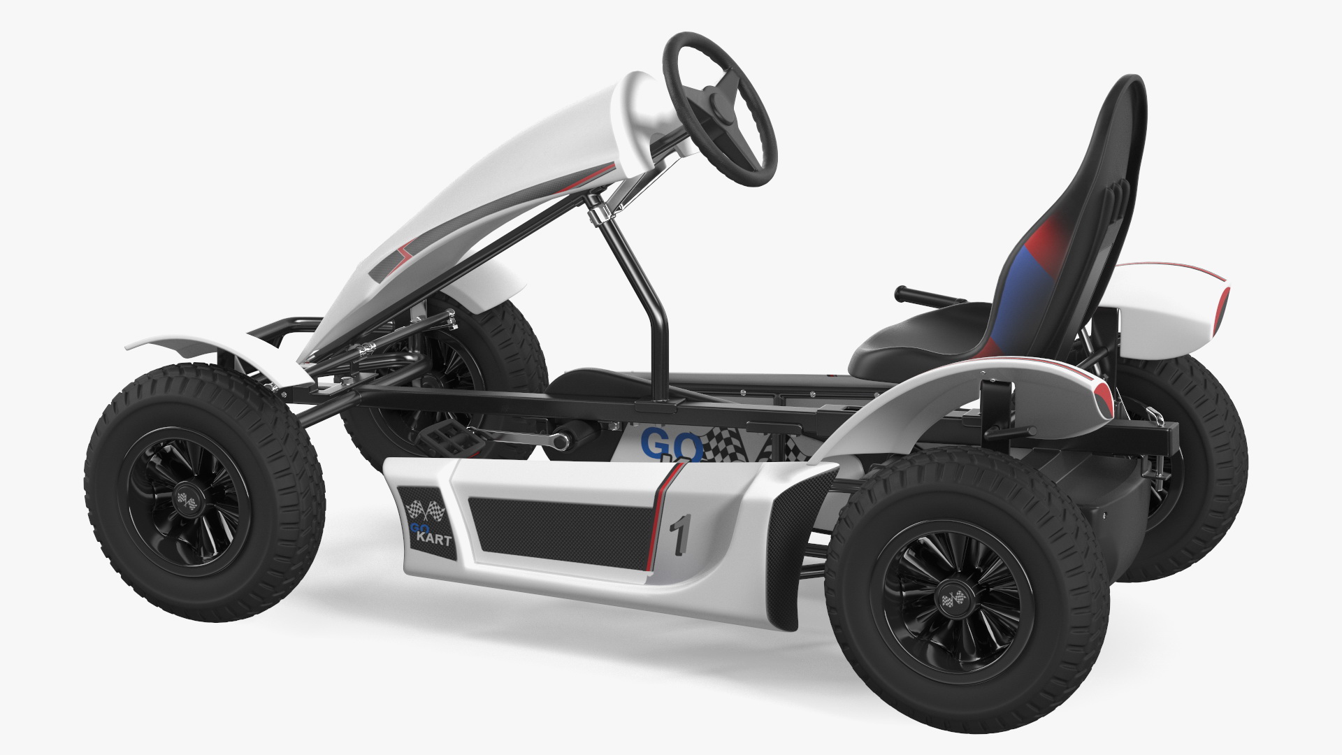 3D White Pedal Go Kart with Frame Race Rigged for Cinema 4D