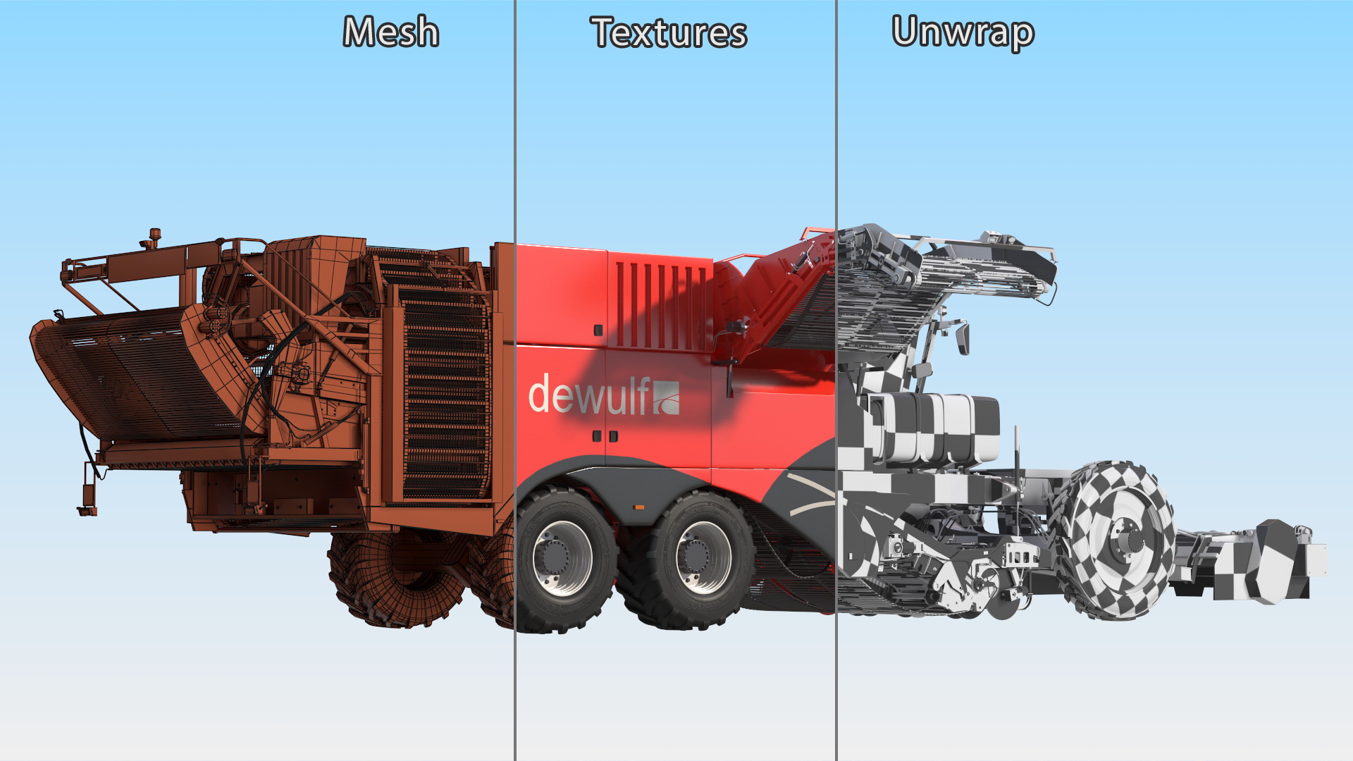 3D Dewulf Enduro 4-Row Harvester Rigged