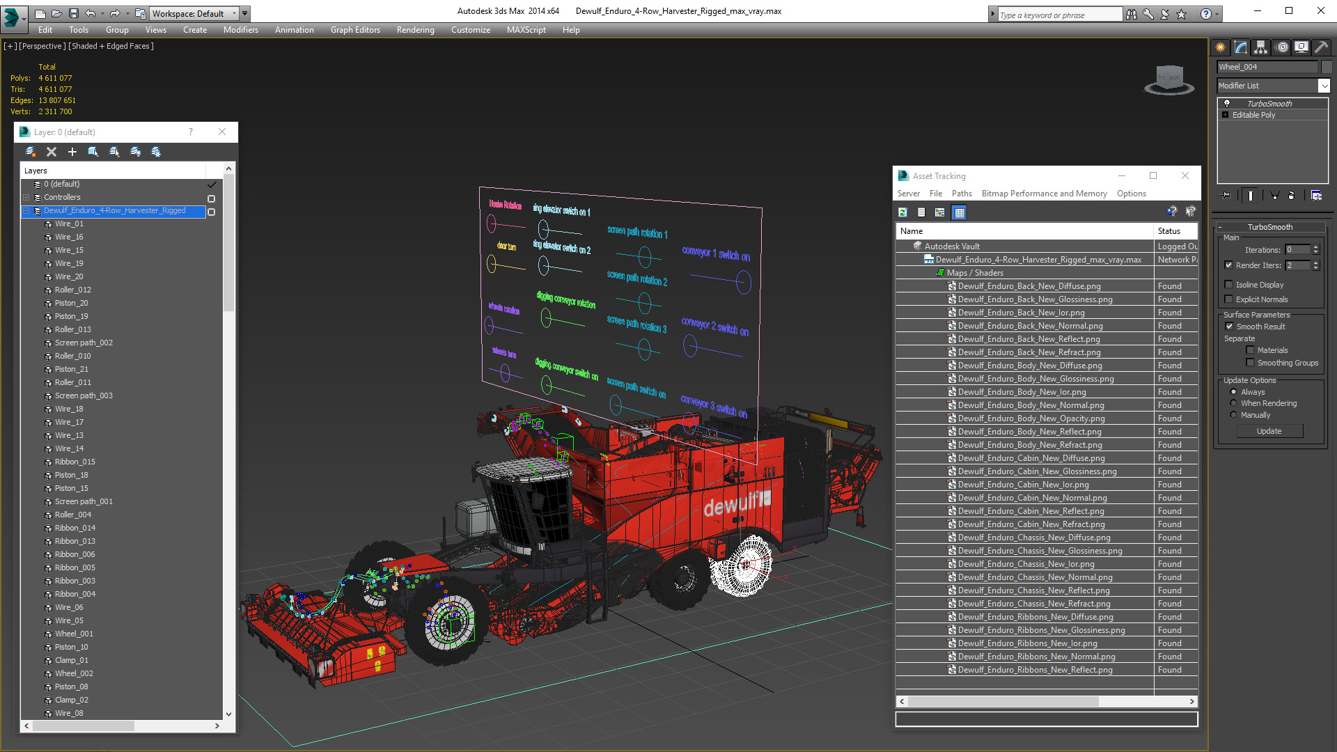 3D Dewulf Enduro 4-Row Harvester Rigged