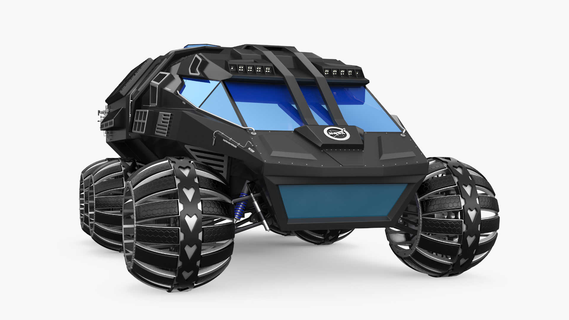 3D Futuristic Mars Rover in Cave Rigged