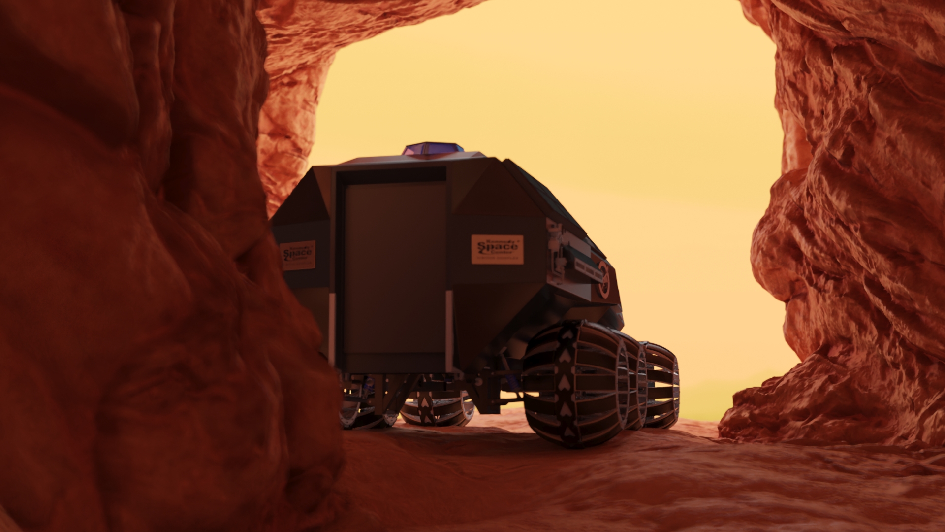 3D Futuristic Mars Rover in Cave Rigged