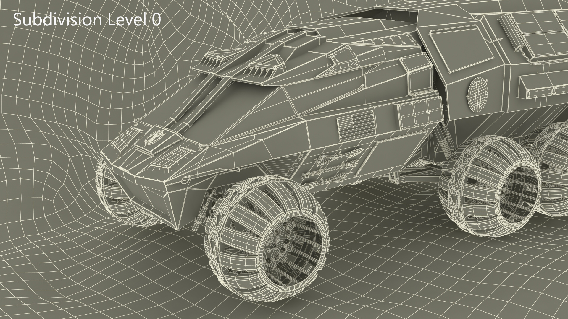 3D Futuristic Mars Rover in Cave Rigged