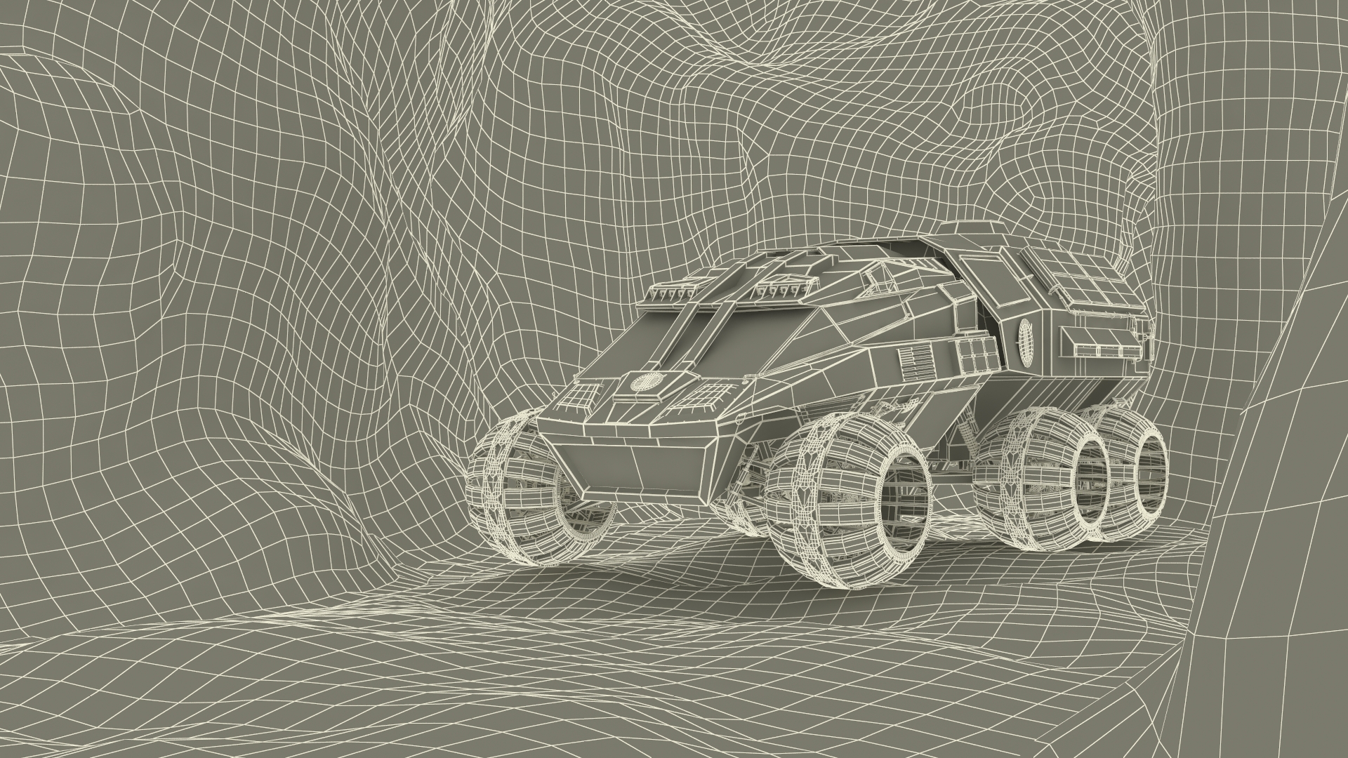 3D Futuristic Mars Rover in Cave Rigged