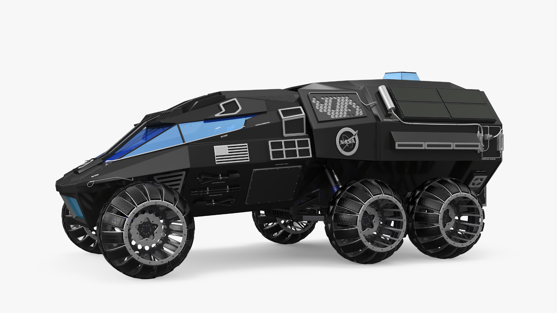 3D Futuristic Mars Rover in Cave Rigged