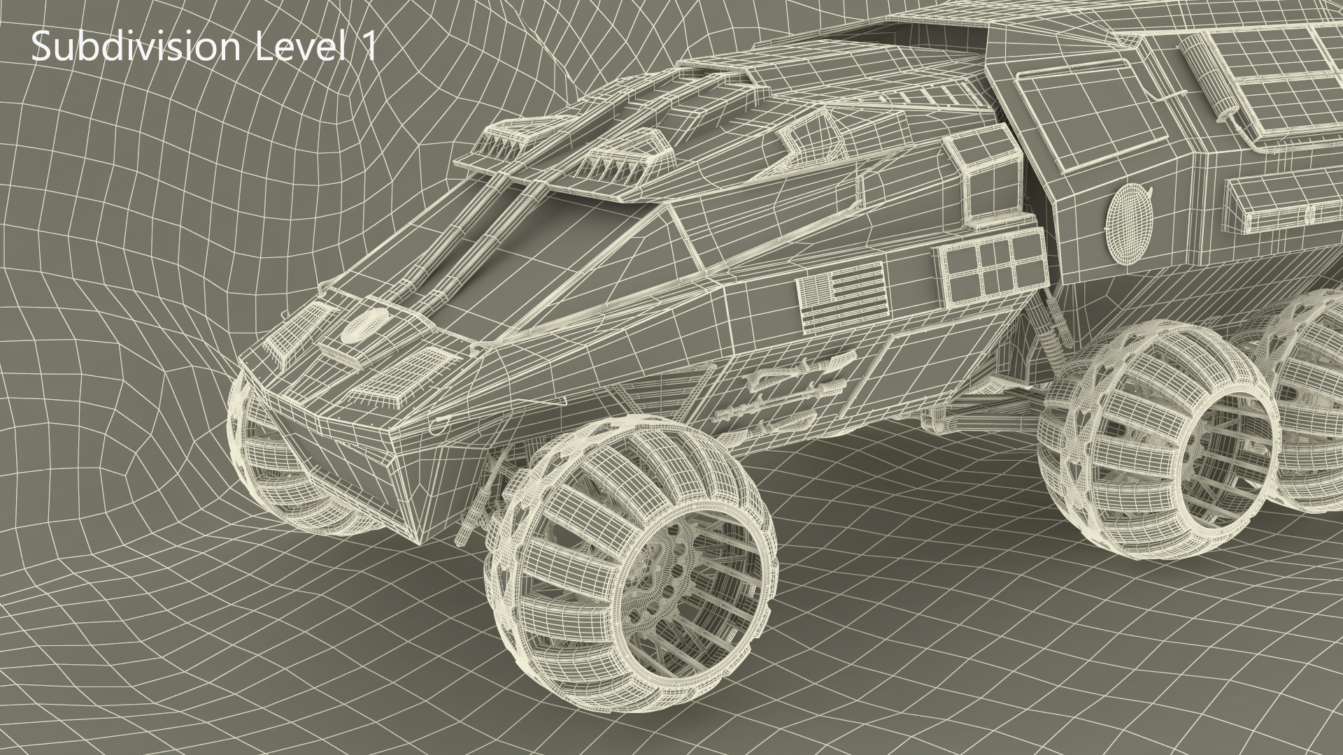 3D Futuristic Mars Rover in Cave Rigged