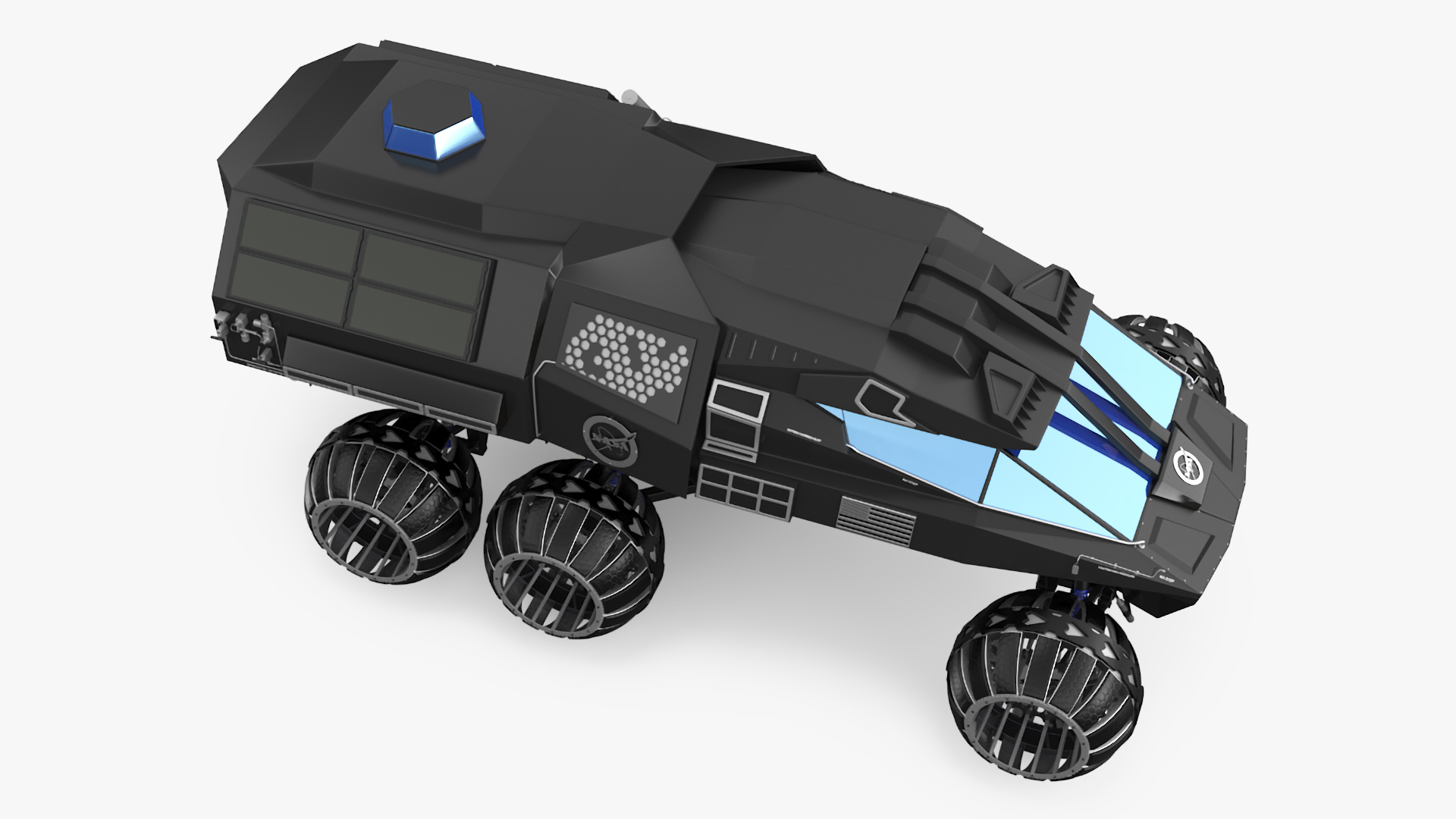 3D Futuristic Mars Rover in Cave Rigged