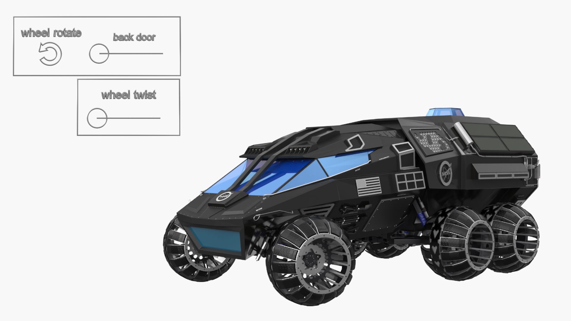 3D Futuristic Mars Rover in Cave Rigged