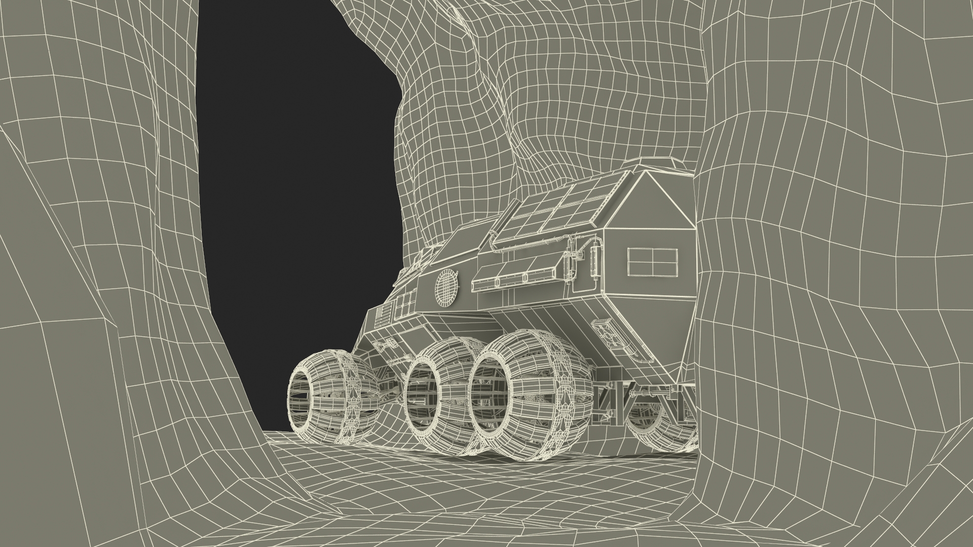 3D Futuristic Mars Rover in Cave Rigged