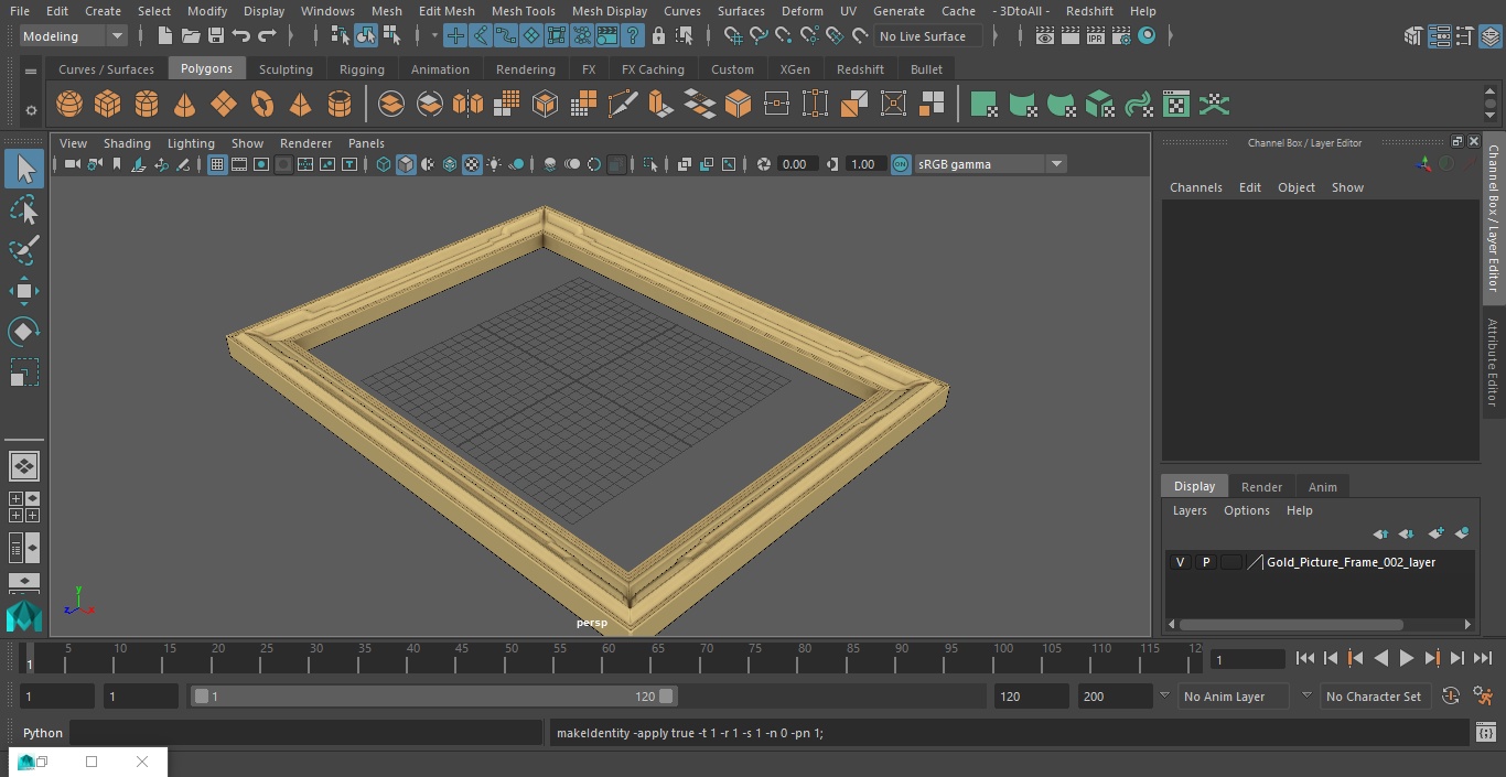 3D Gold Picture Frame model