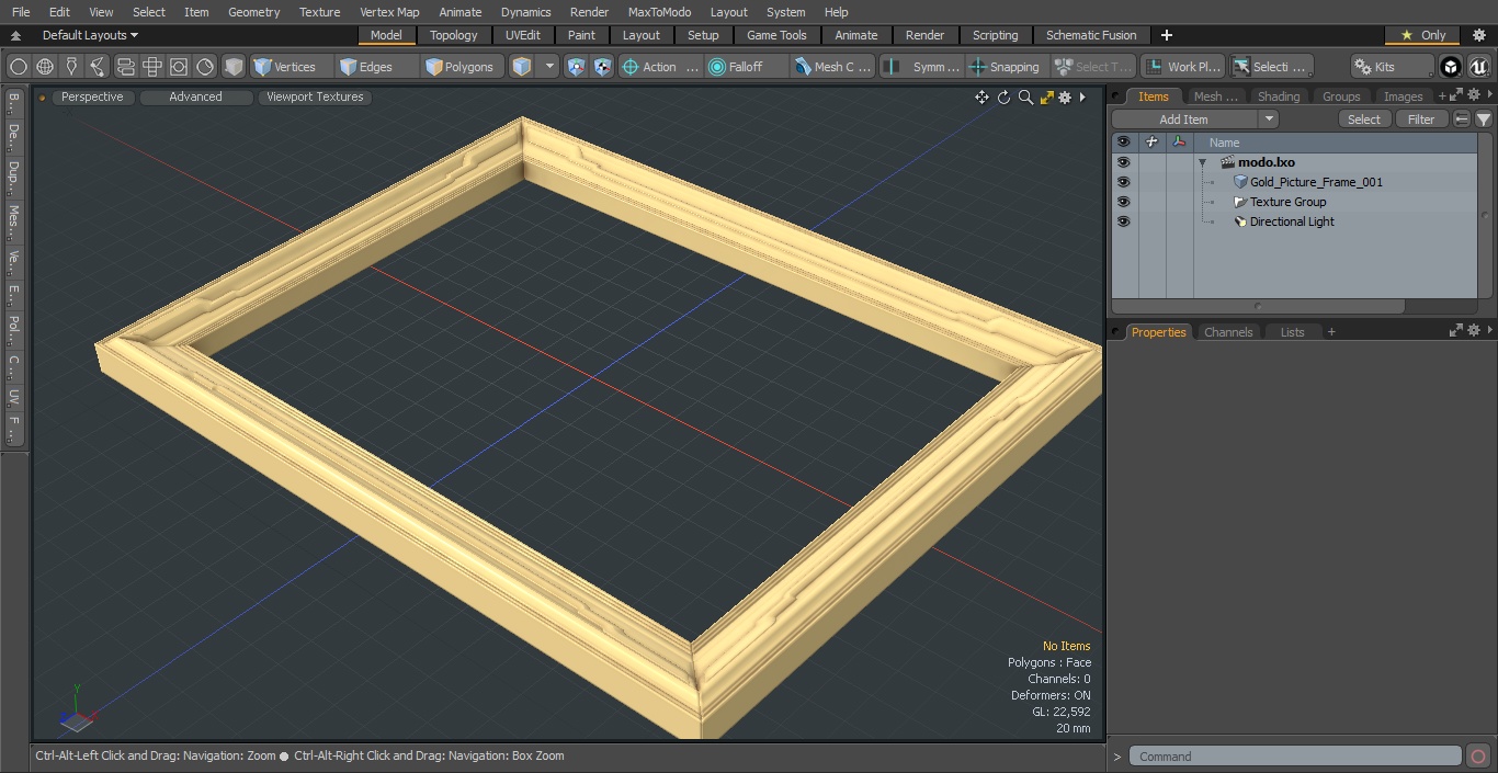 3D Gold Picture Frame model