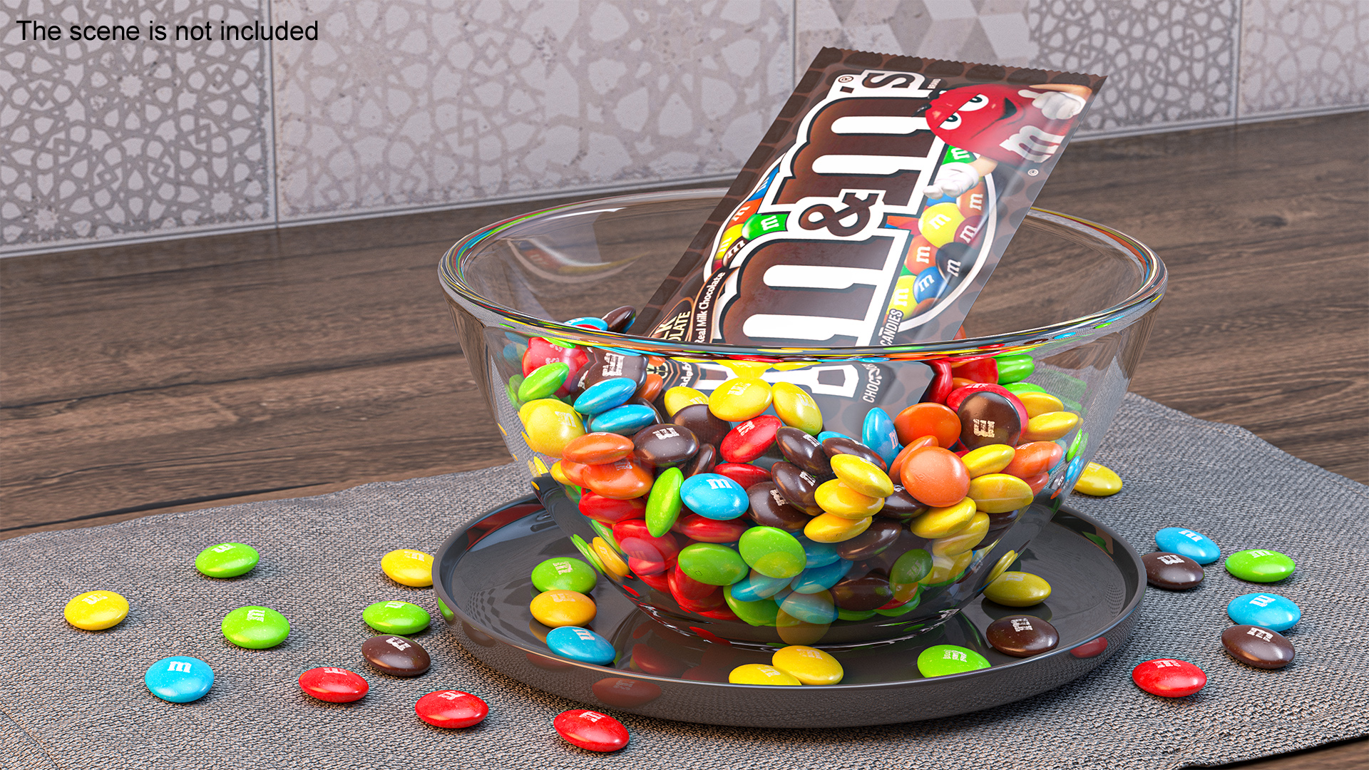 M and Ms Candies in Bowl with Package 3D
