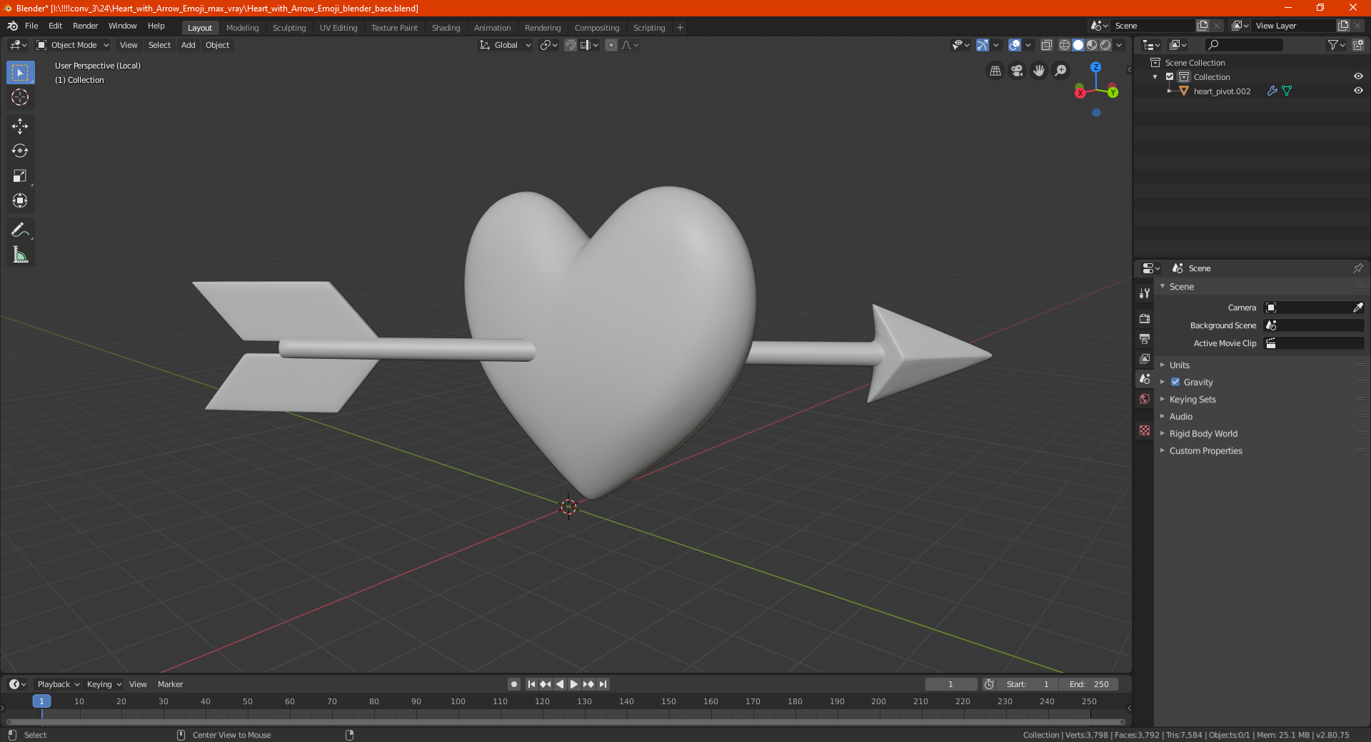 Heart with Arrow Emoji 3D