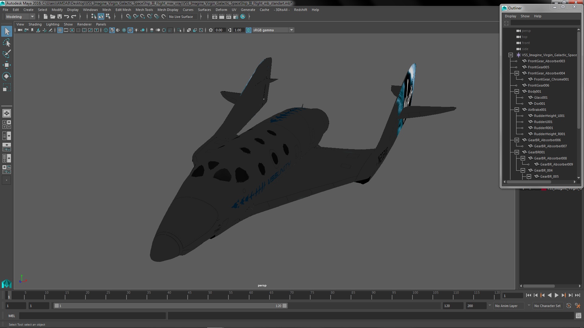 3D VSS Imagine Virgin Galactic SpaceShip III Flight model
