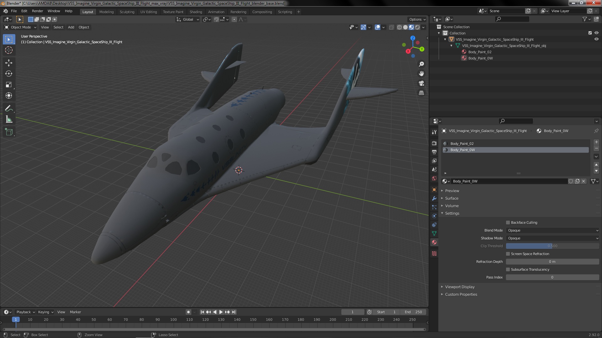 3D VSS Imagine Virgin Galactic SpaceShip III Flight model