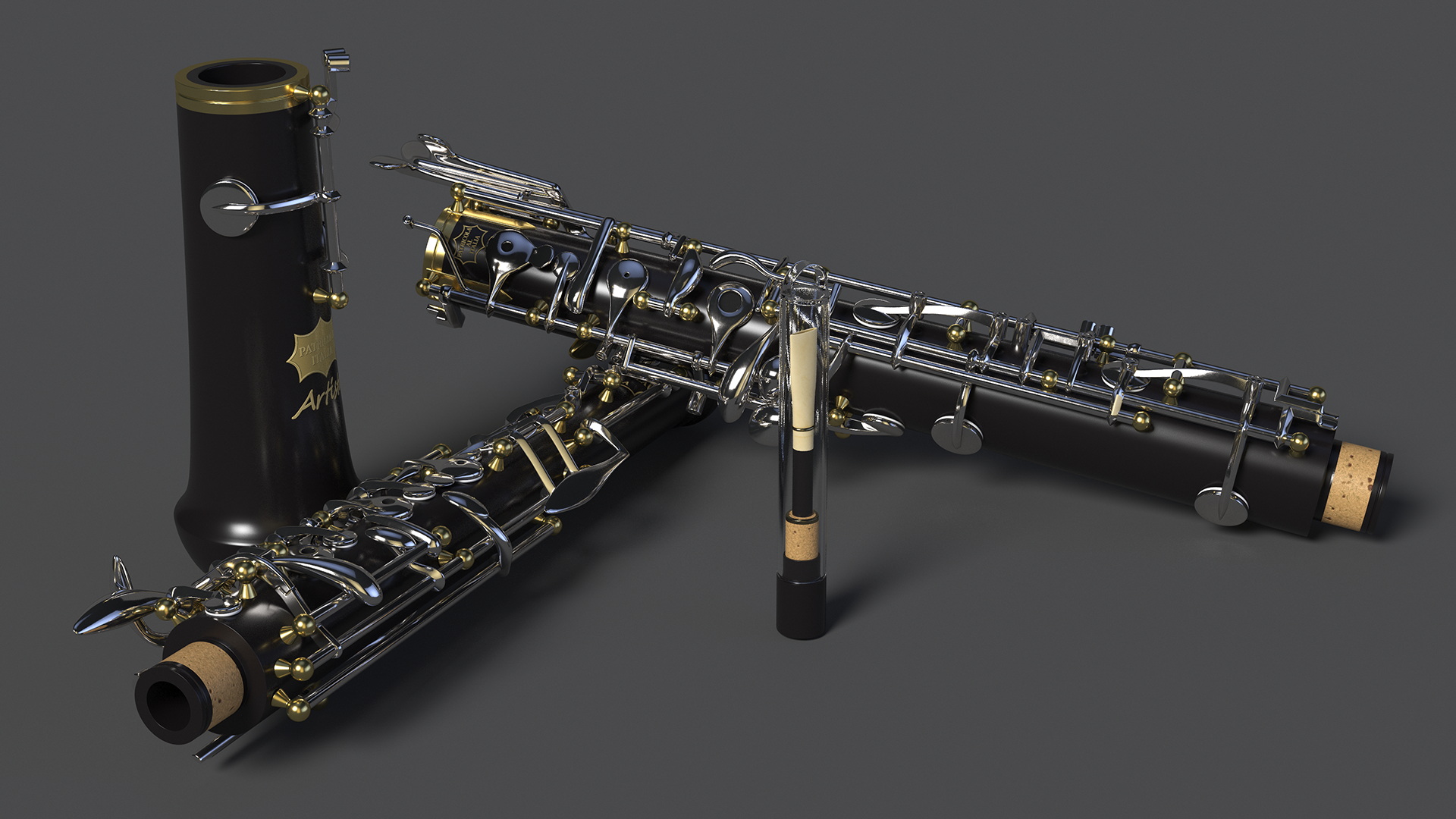 Woodwind Instrument Oboe Disassembled 3D