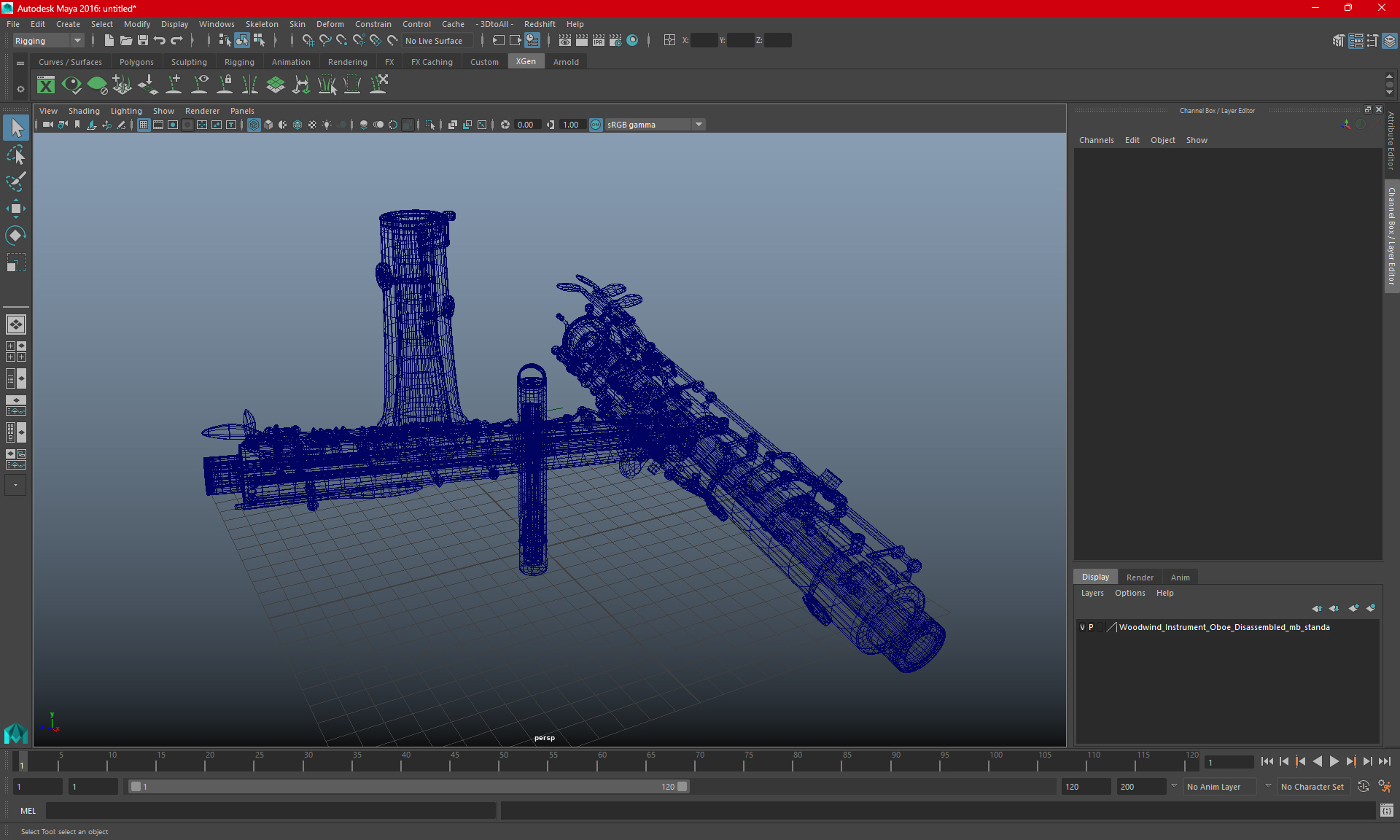 Woodwind Instrument Oboe Disassembled 3D