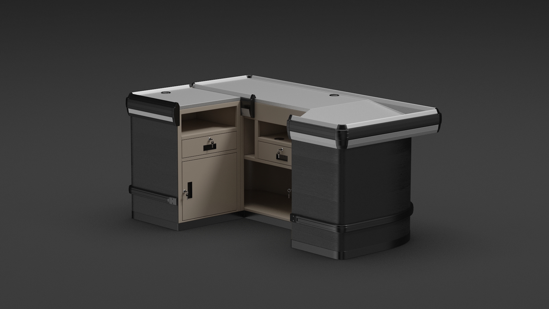 3D Retail Checkout Counter Dark Wood model