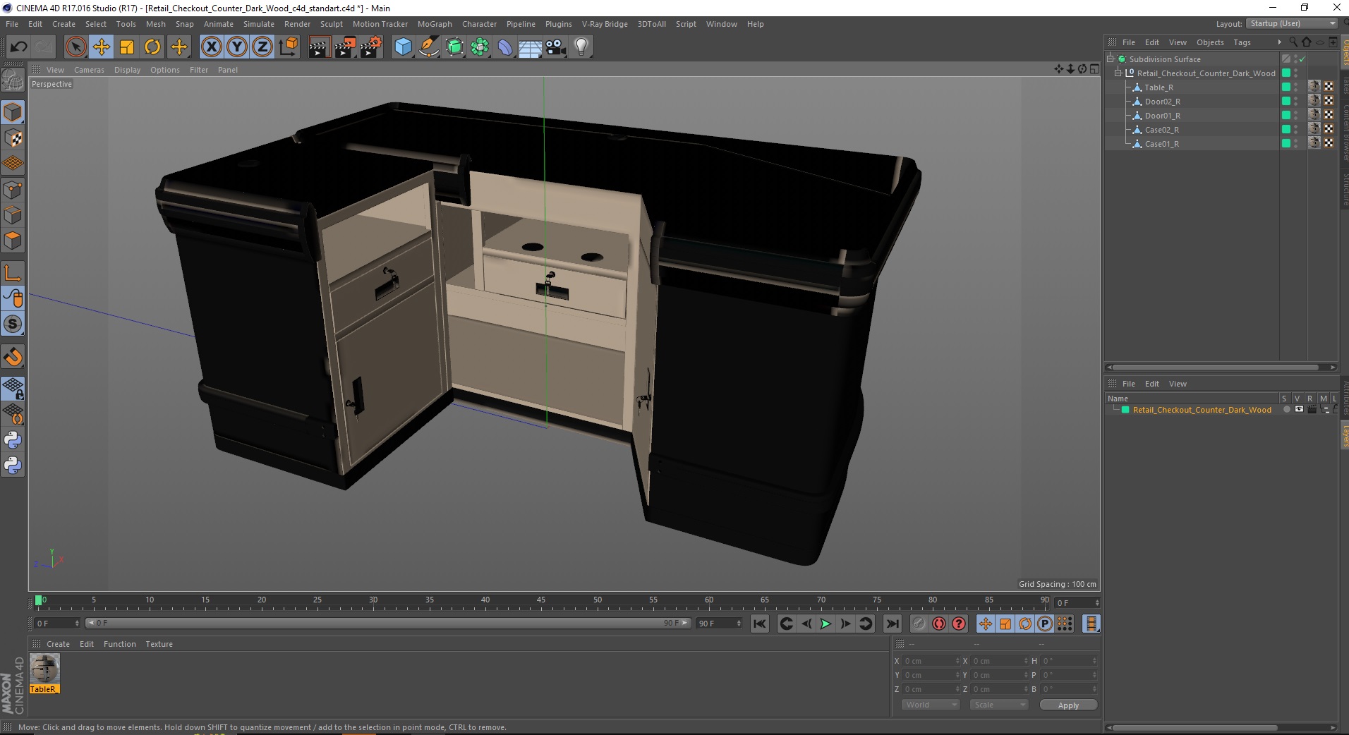 3D Retail Checkout Counter Dark Wood model