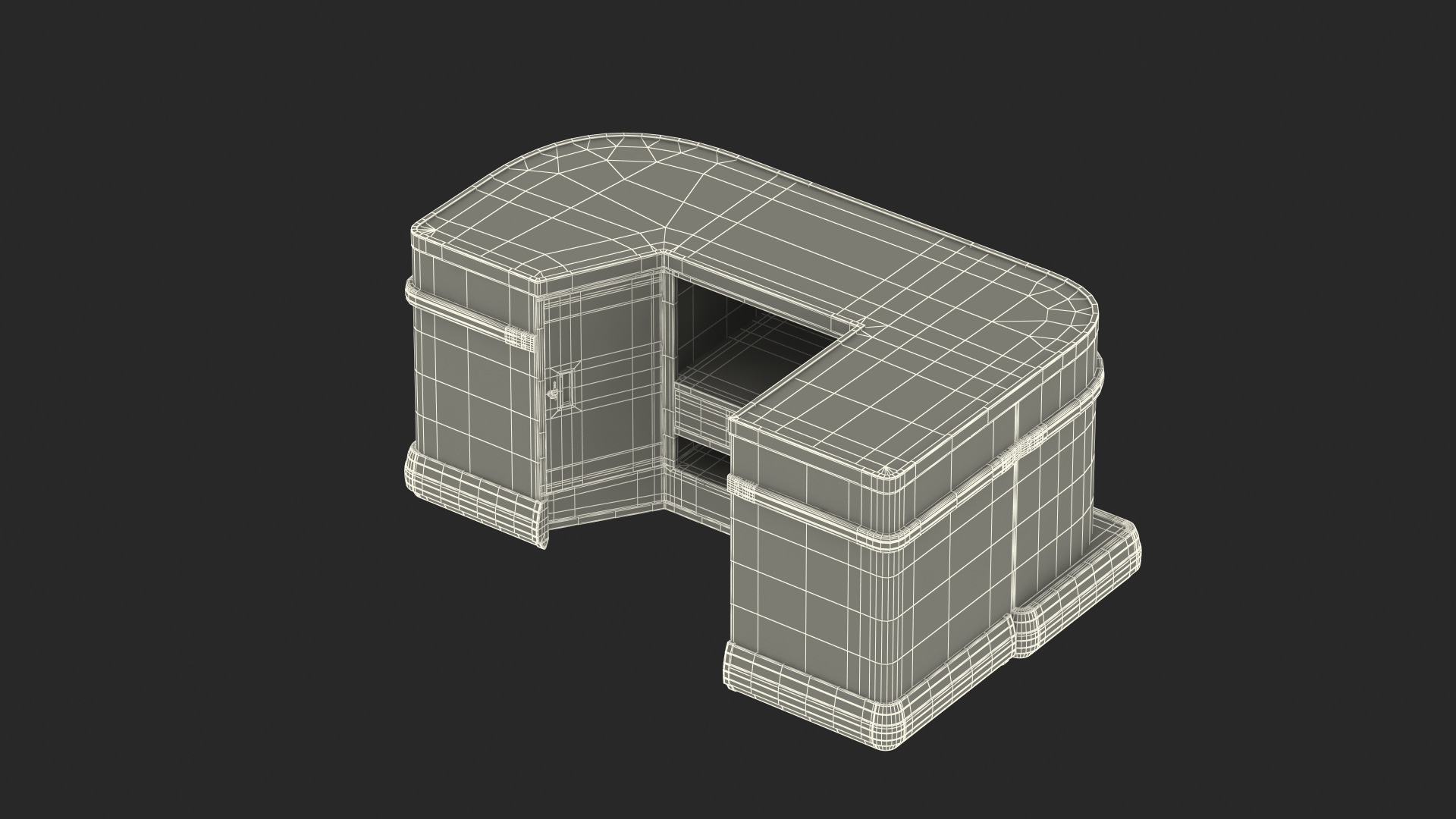 3D Retail Checkout Counter Dark Wood model