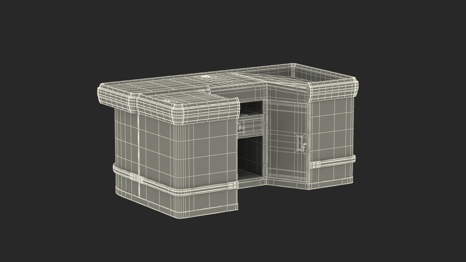 3D Retail Checkout Counter Dark Wood model