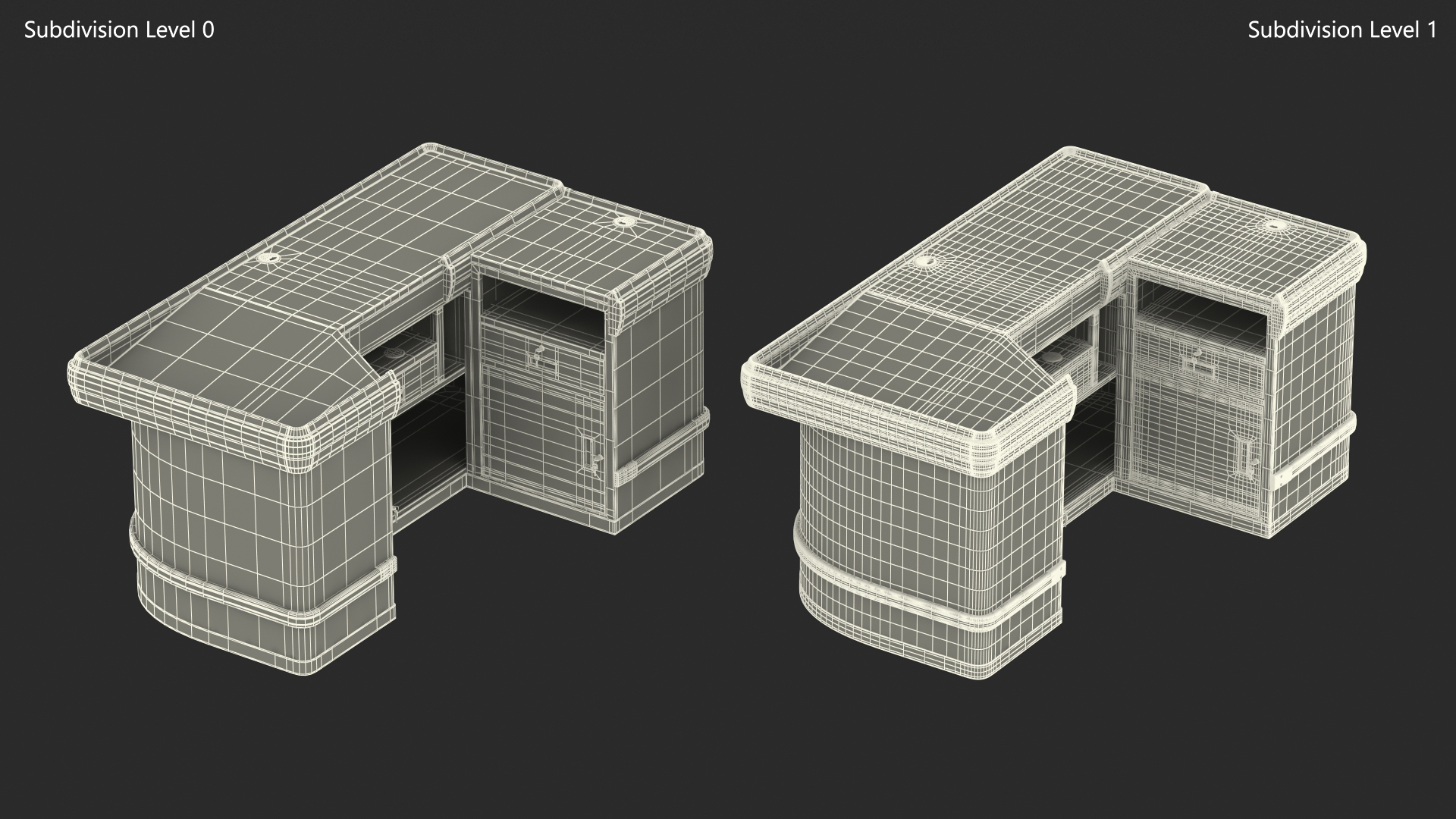 3D Retail Checkout Counter Dark Wood model