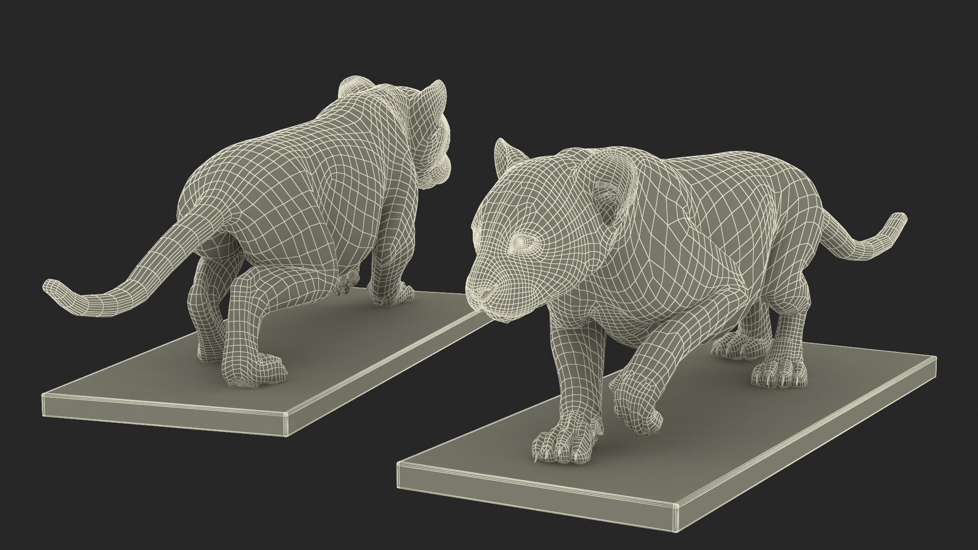 Black Panther Statue on Pedestal 3D