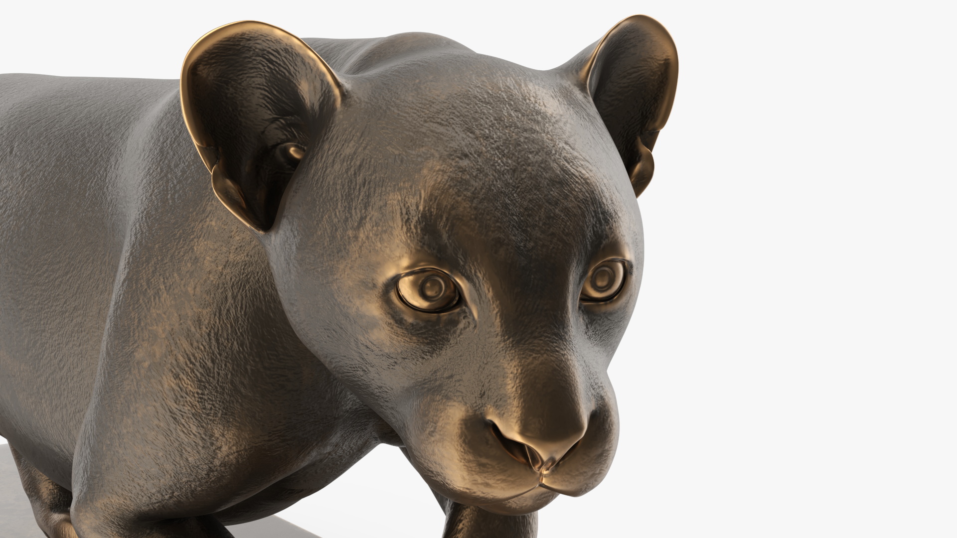 Black Panther Statue on Pedestal 3D
