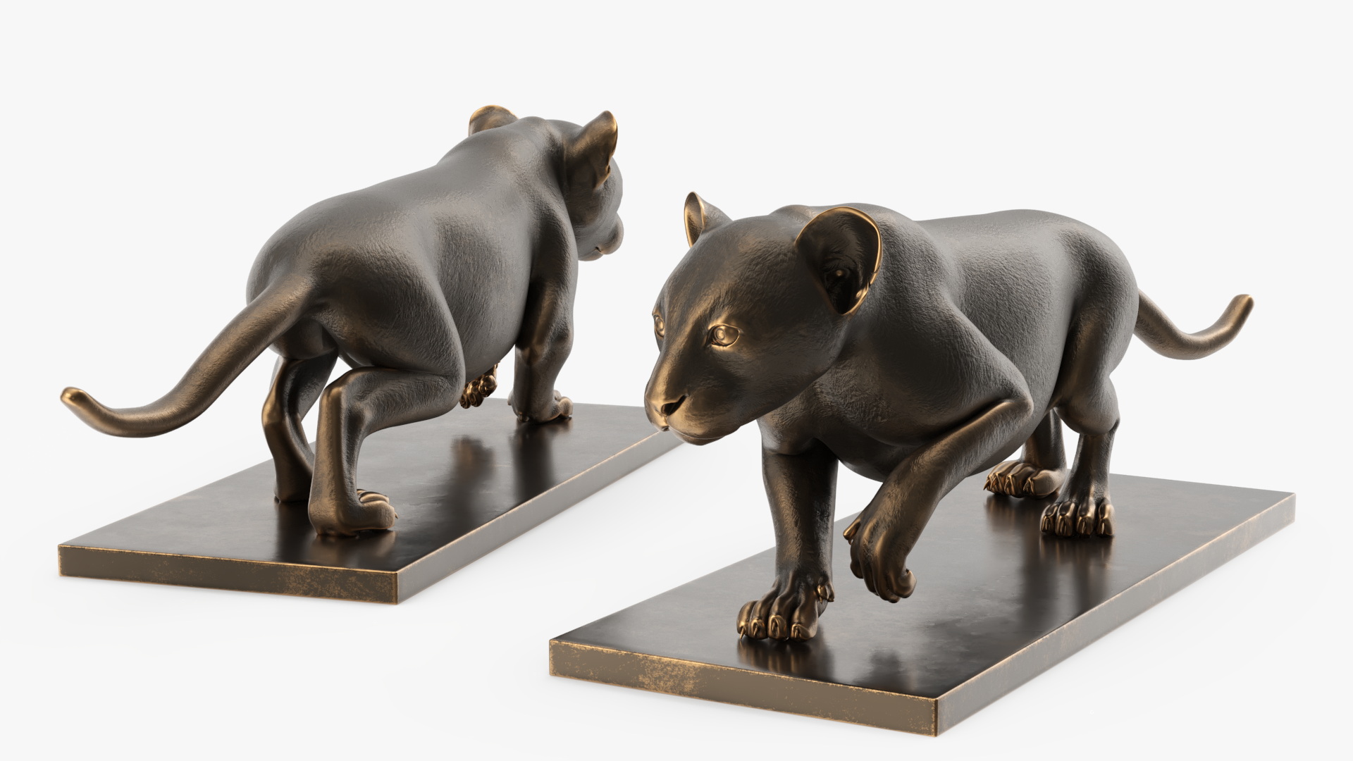 Black Panther Statue on Pedestal 3D