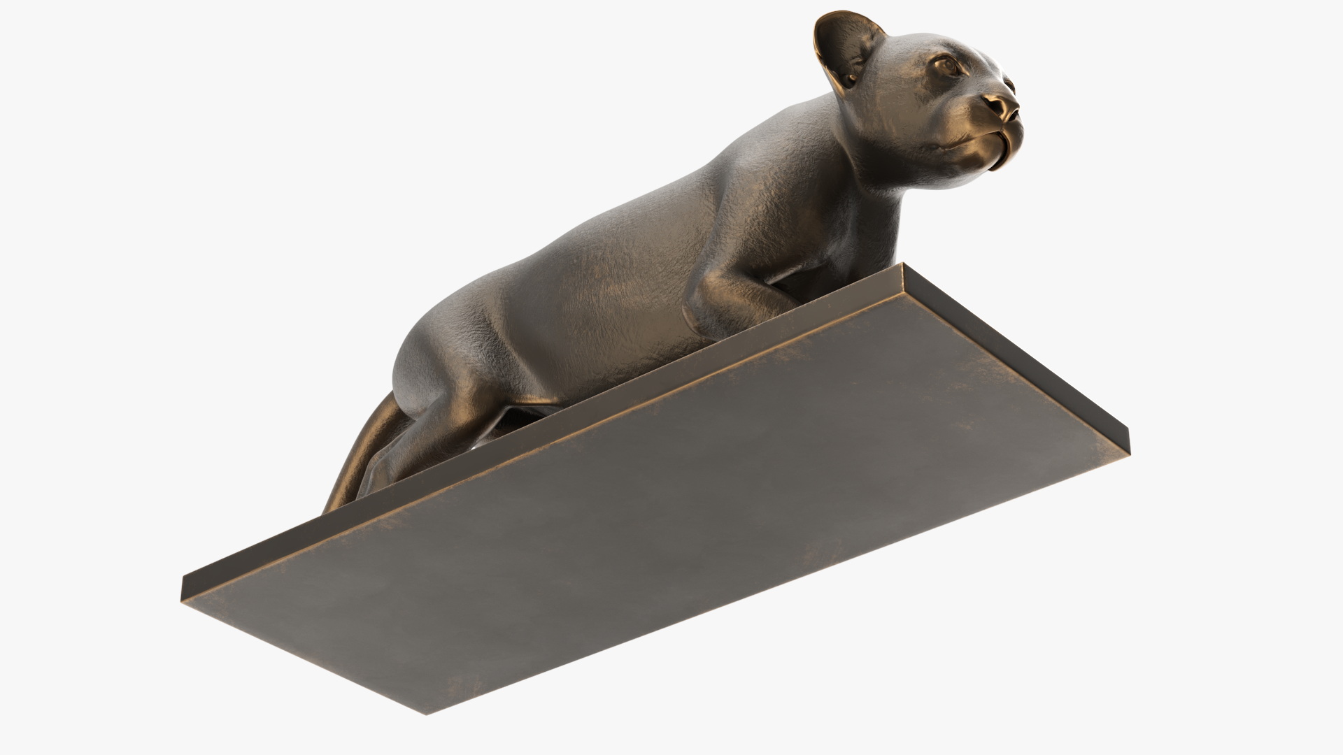 Black Panther Statue on Pedestal 3D