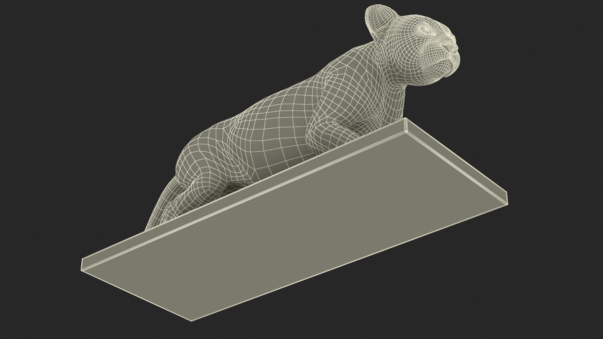 Black Panther Statue on Pedestal 3D