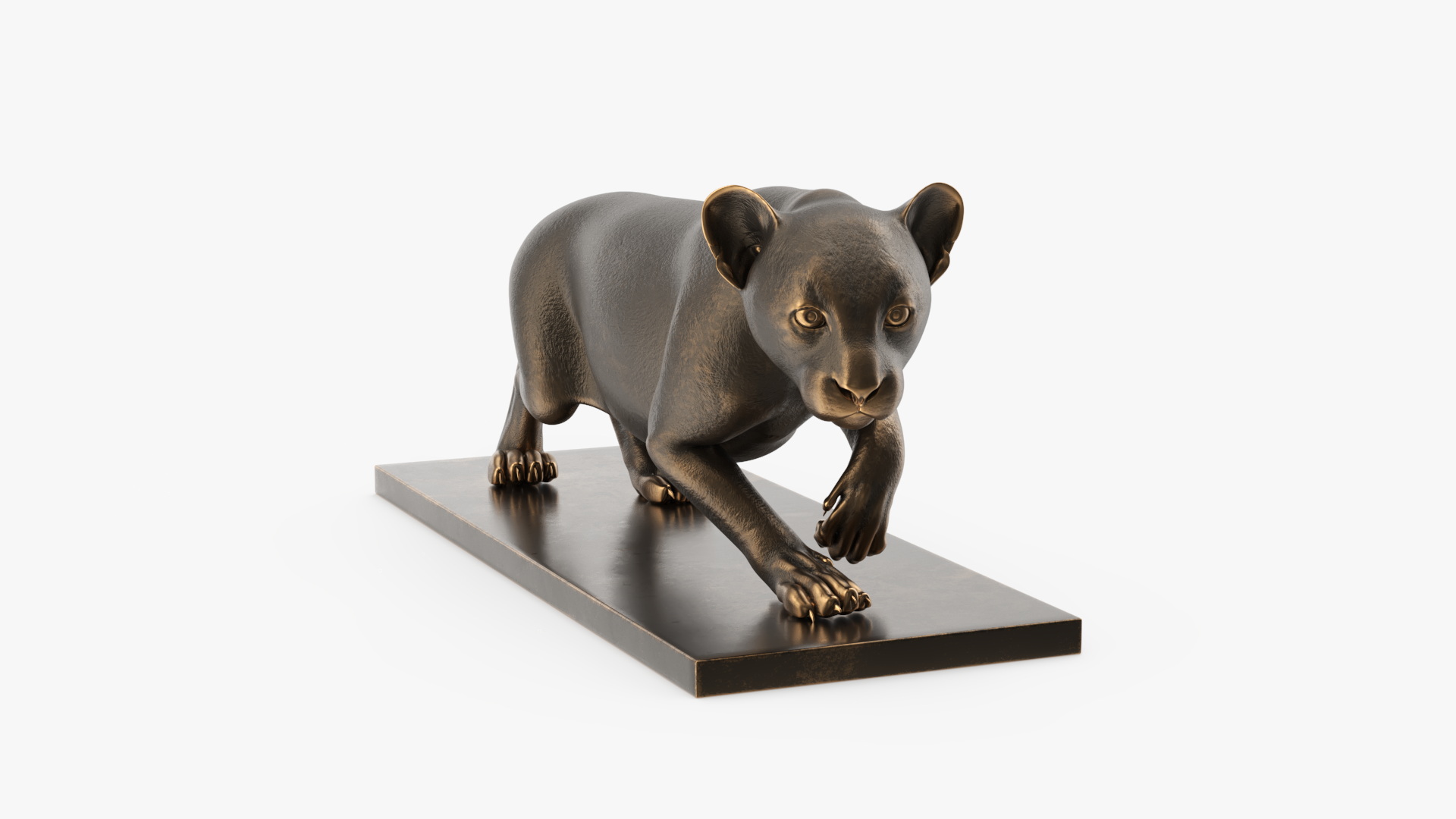 Black Panther Statue on Pedestal 3D