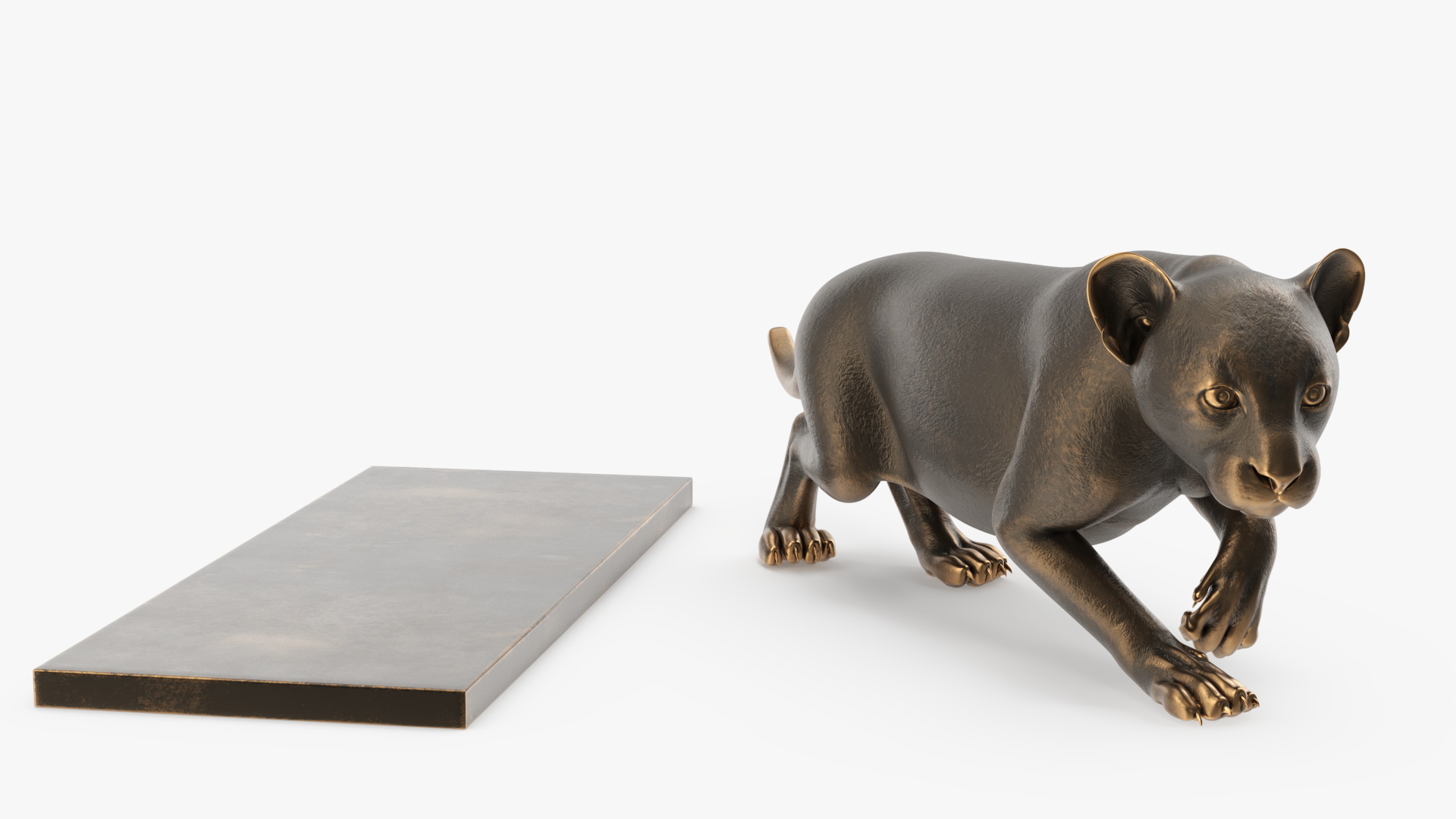 Black Panther Statue on Pedestal 3D
