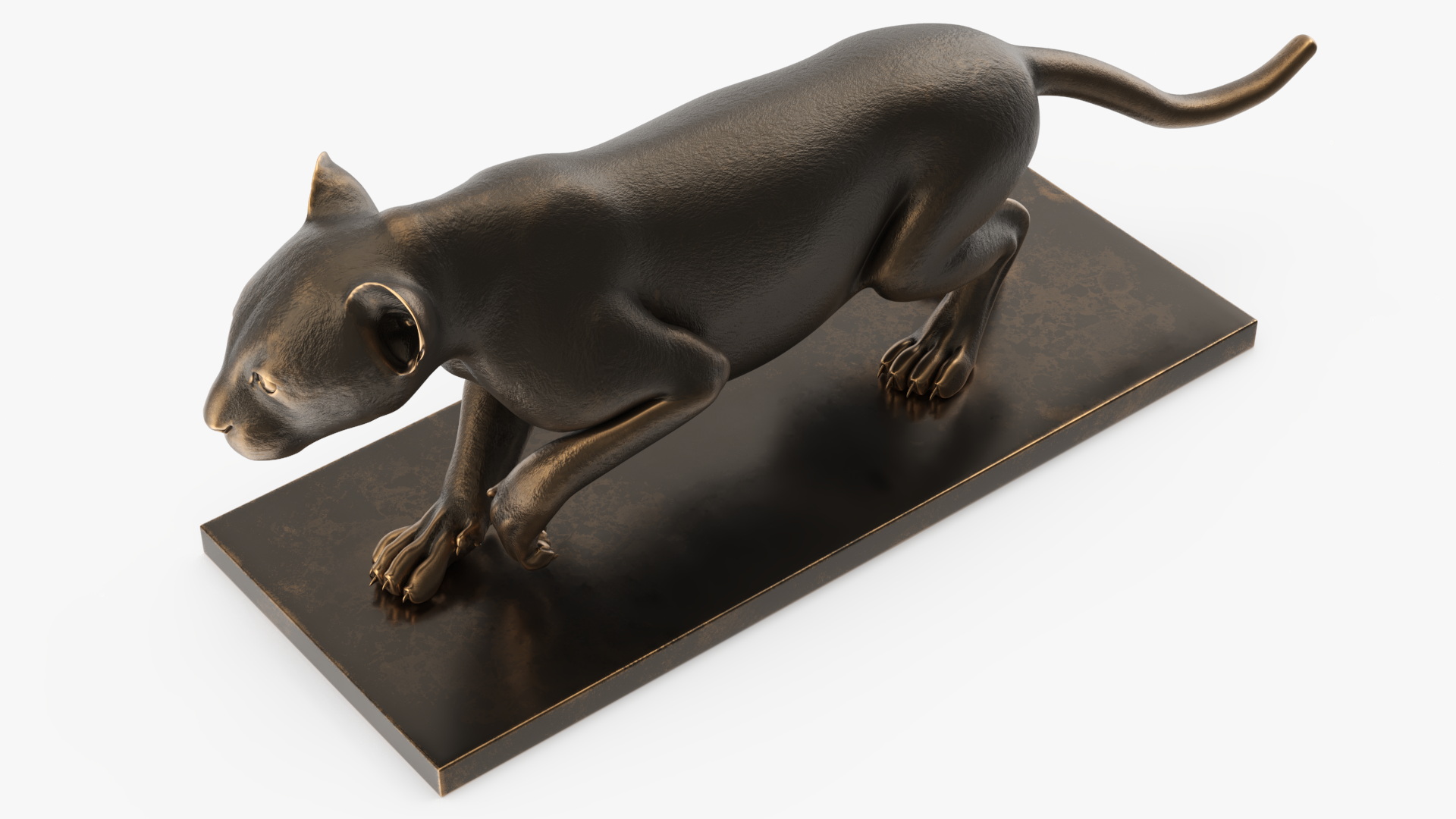 Black Panther Statue on Pedestal 3D