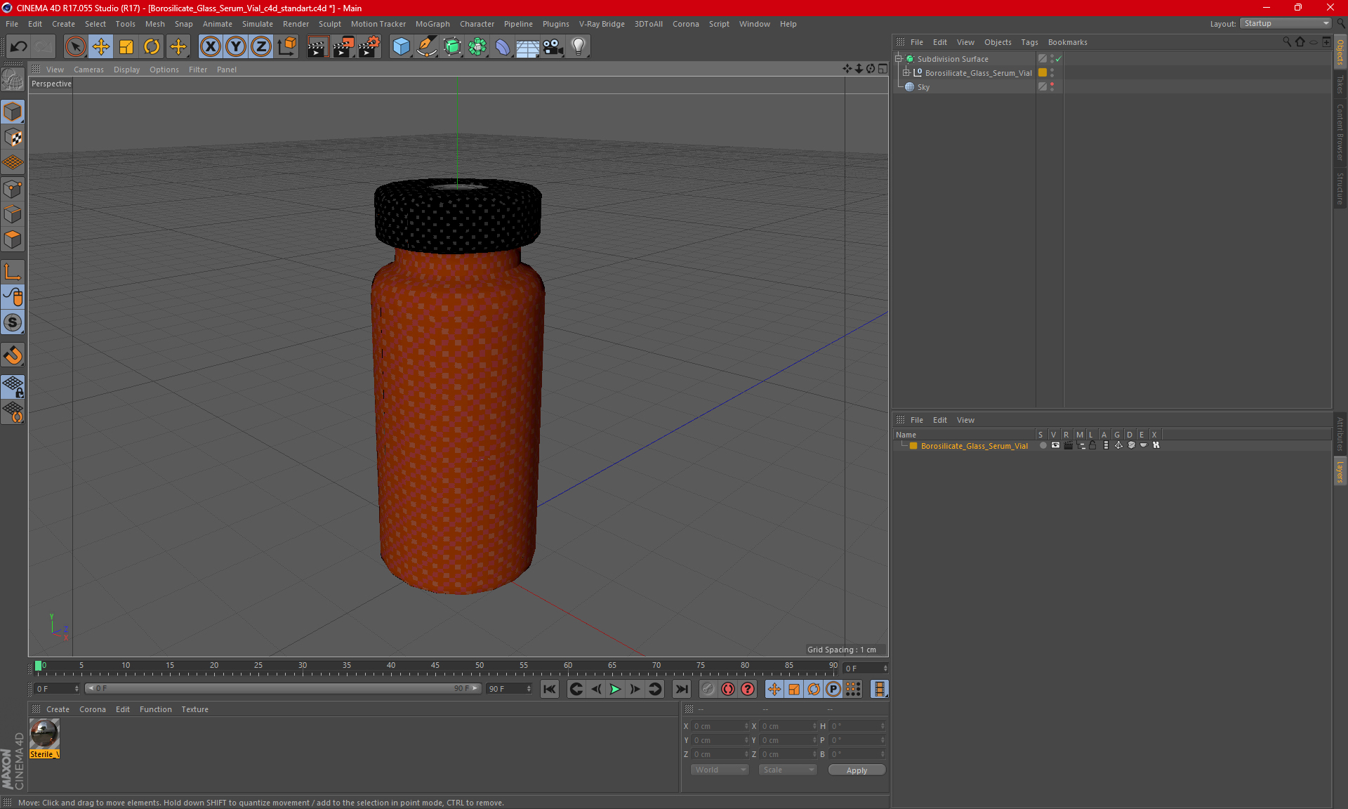 Borosilicate Glass Serum Vial 3D model