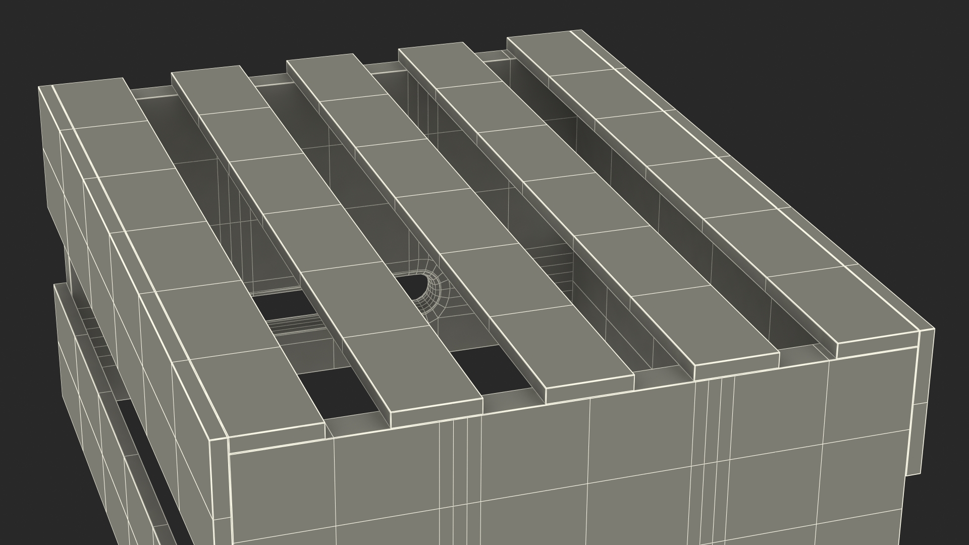 3D model Scorched Small Low Wooden Fruit Box