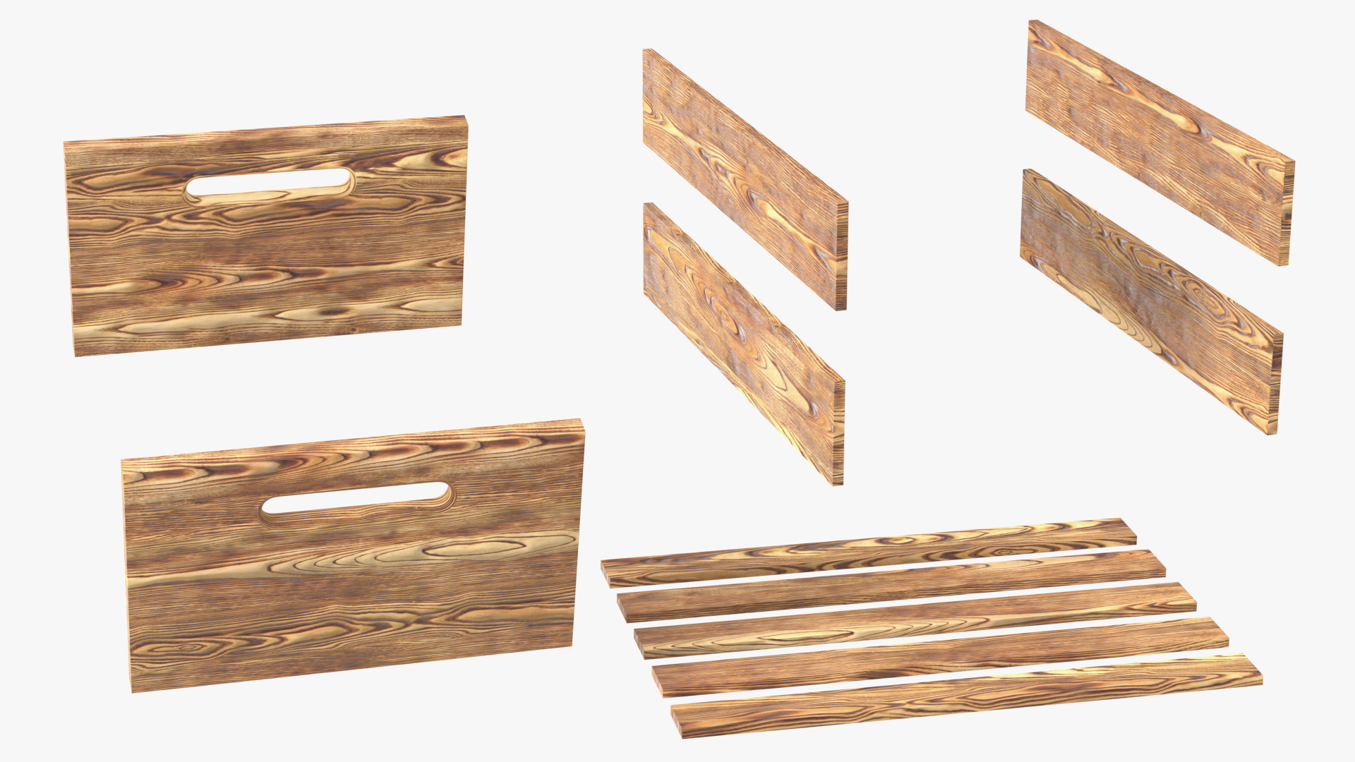 3D model Scorched Small Low Wooden Fruit Box