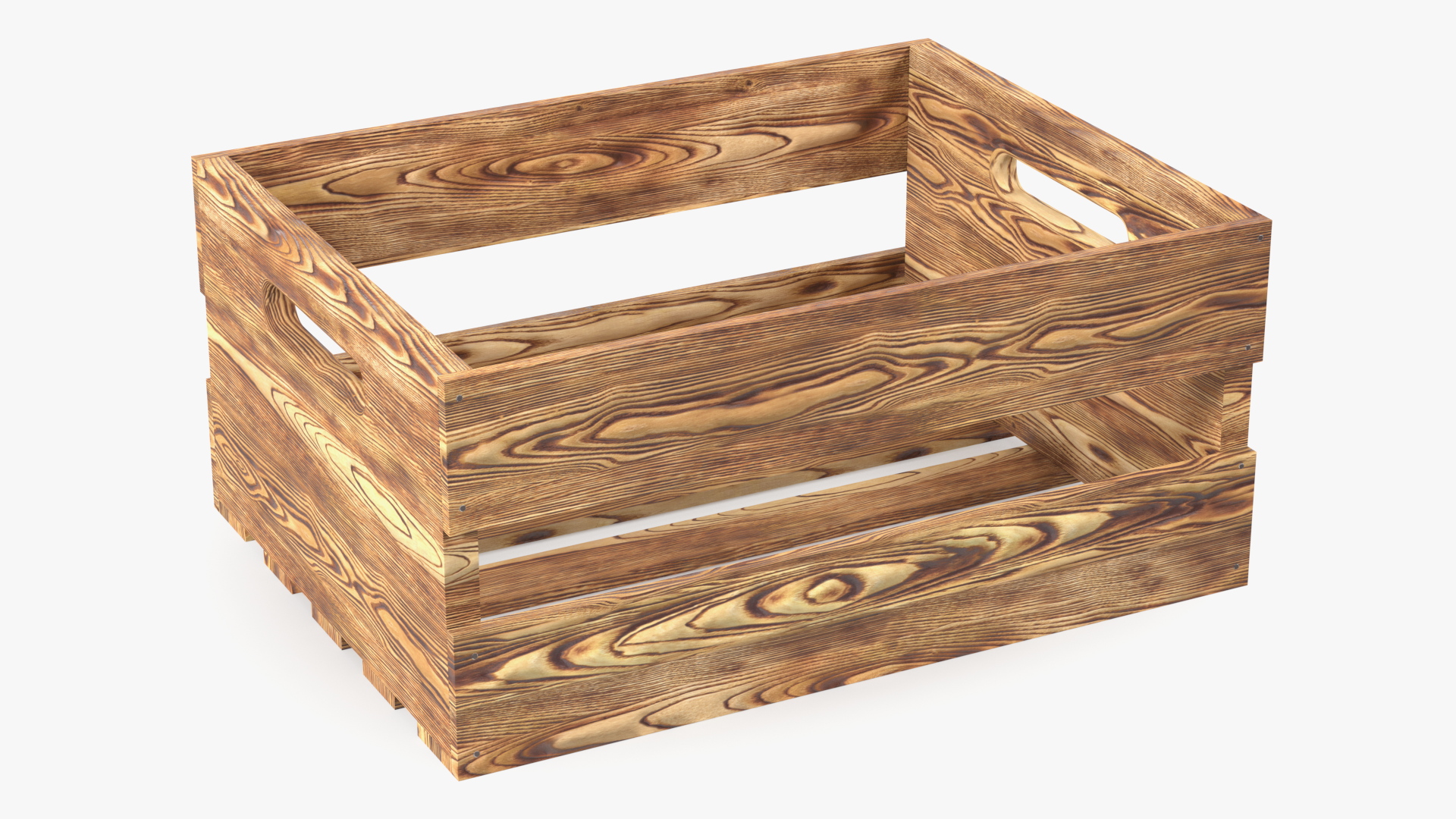 3D model Scorched Small Low Wooden Fruit Box