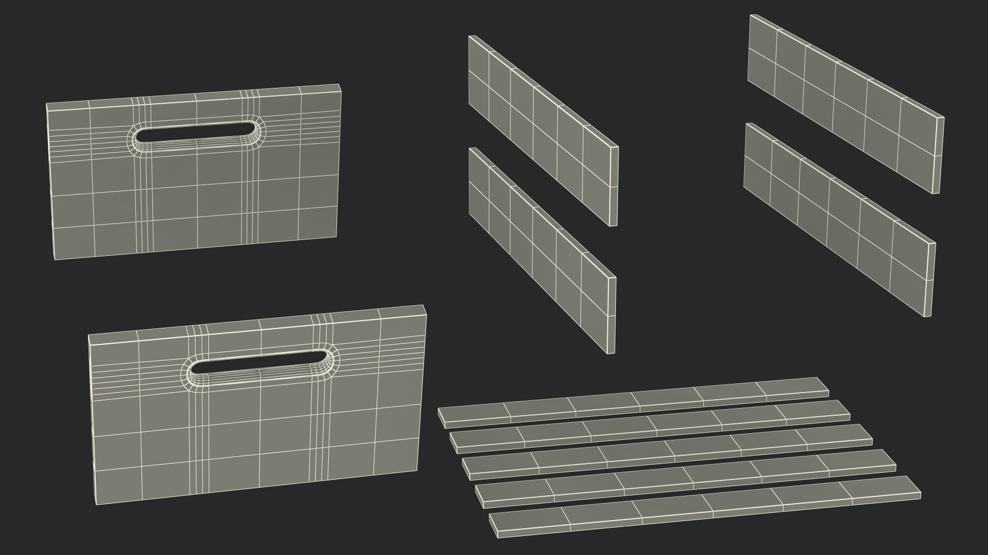 3D model Scorched Small Low Wooden Fruit Box