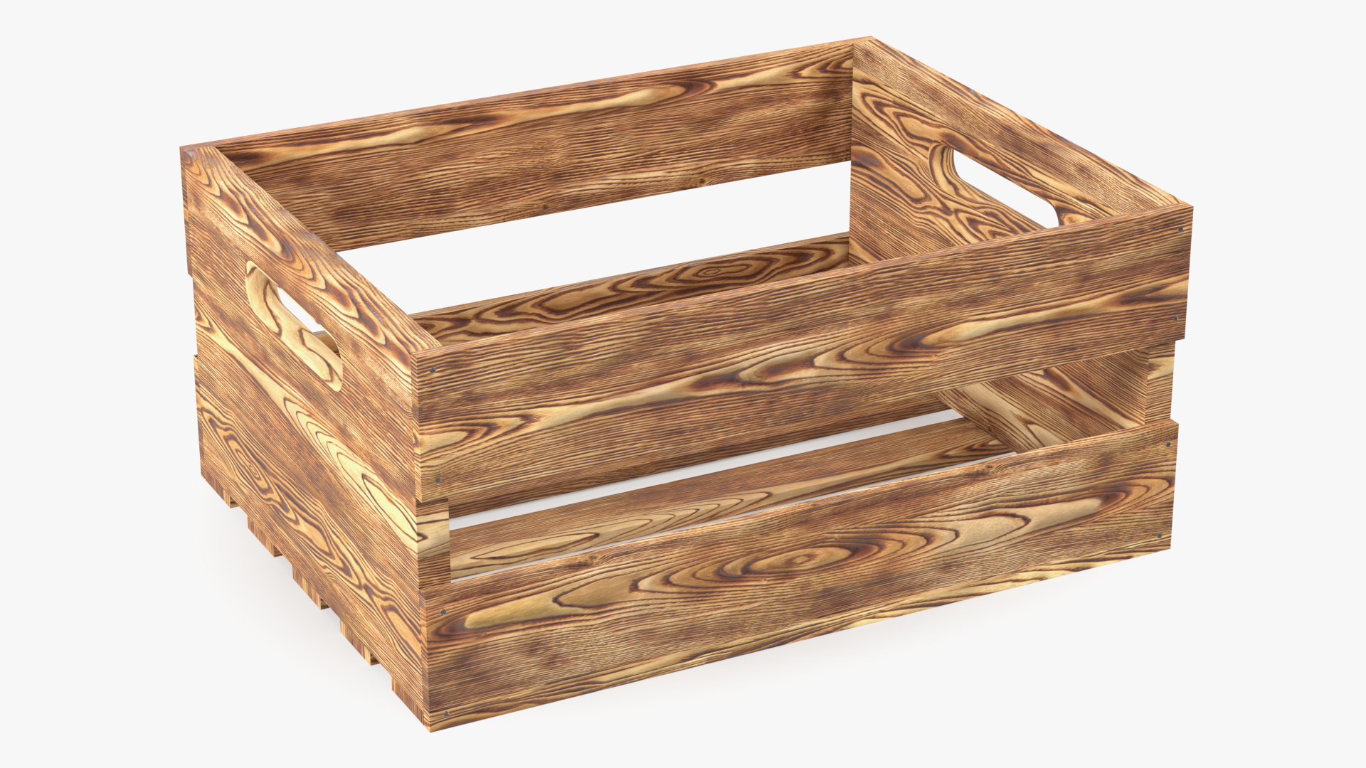 3D model Scorched Small Low Wooden Fruit Box