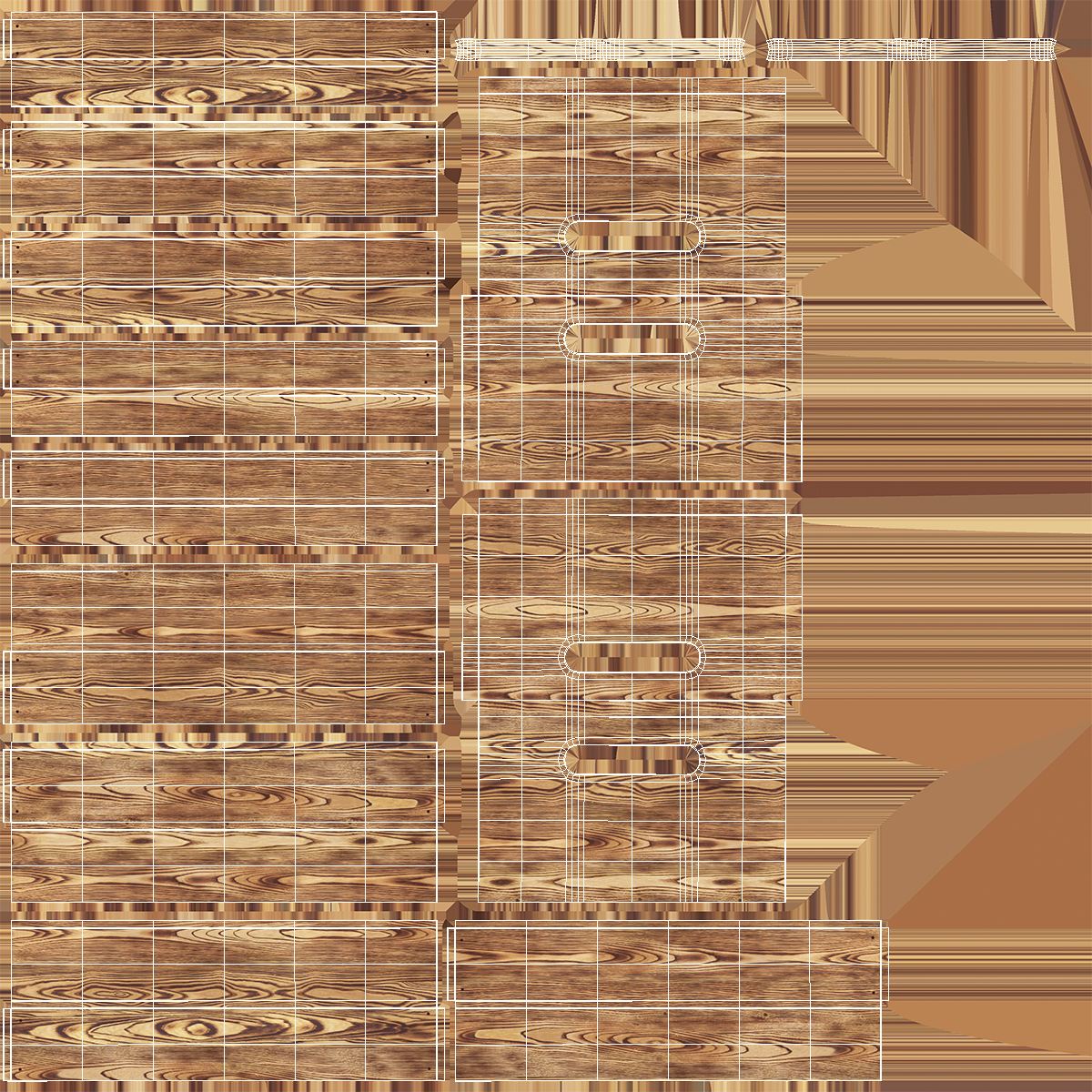 3D model Scorched Small Low Wooden Fruit Box