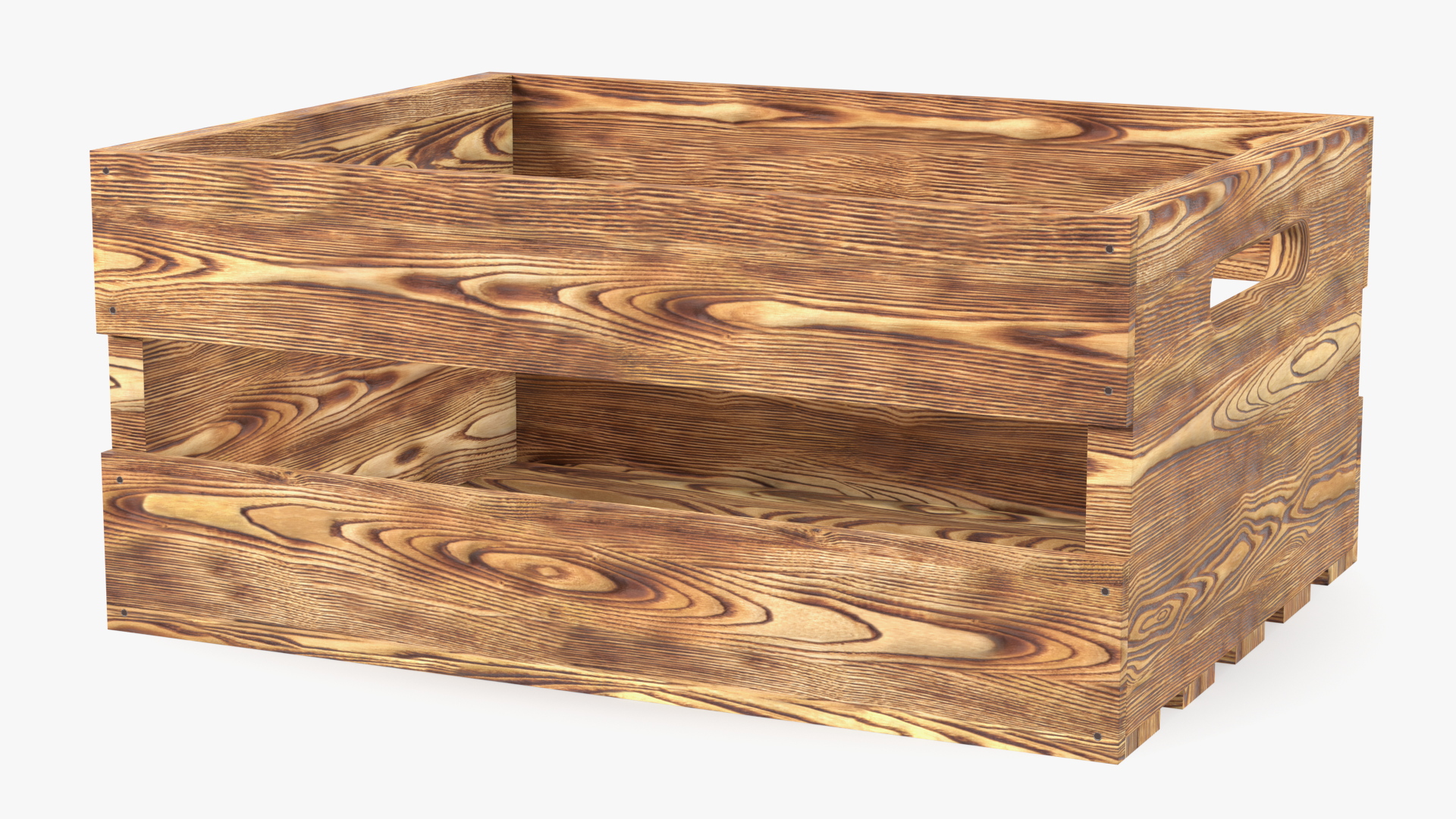 3D model Scorched Small Low Wooden Fruit Box