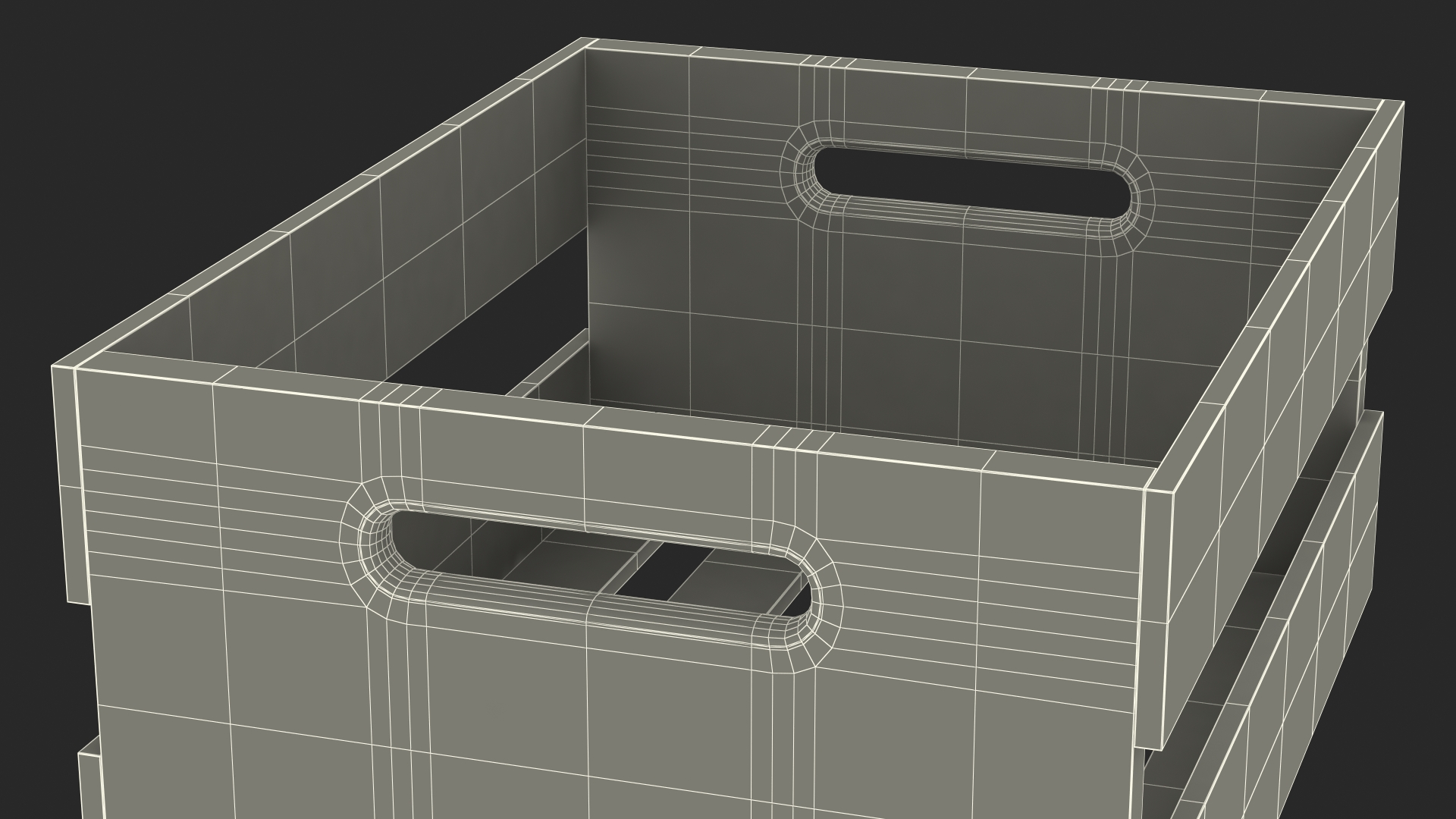 3D model Scorched Small Low Wooden Fruit Box