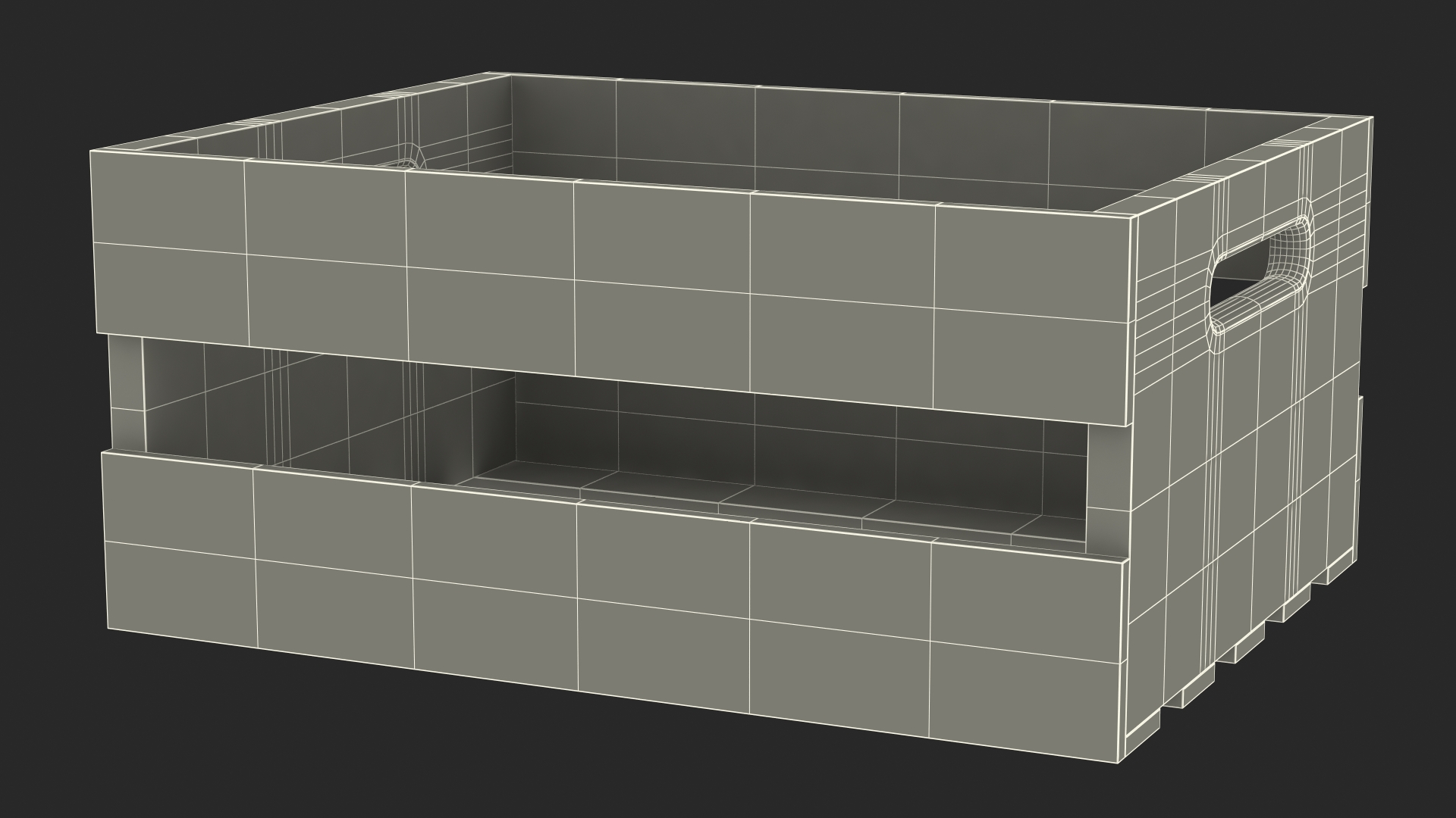 3D model Scorched Small Low Wooden Fruit Box