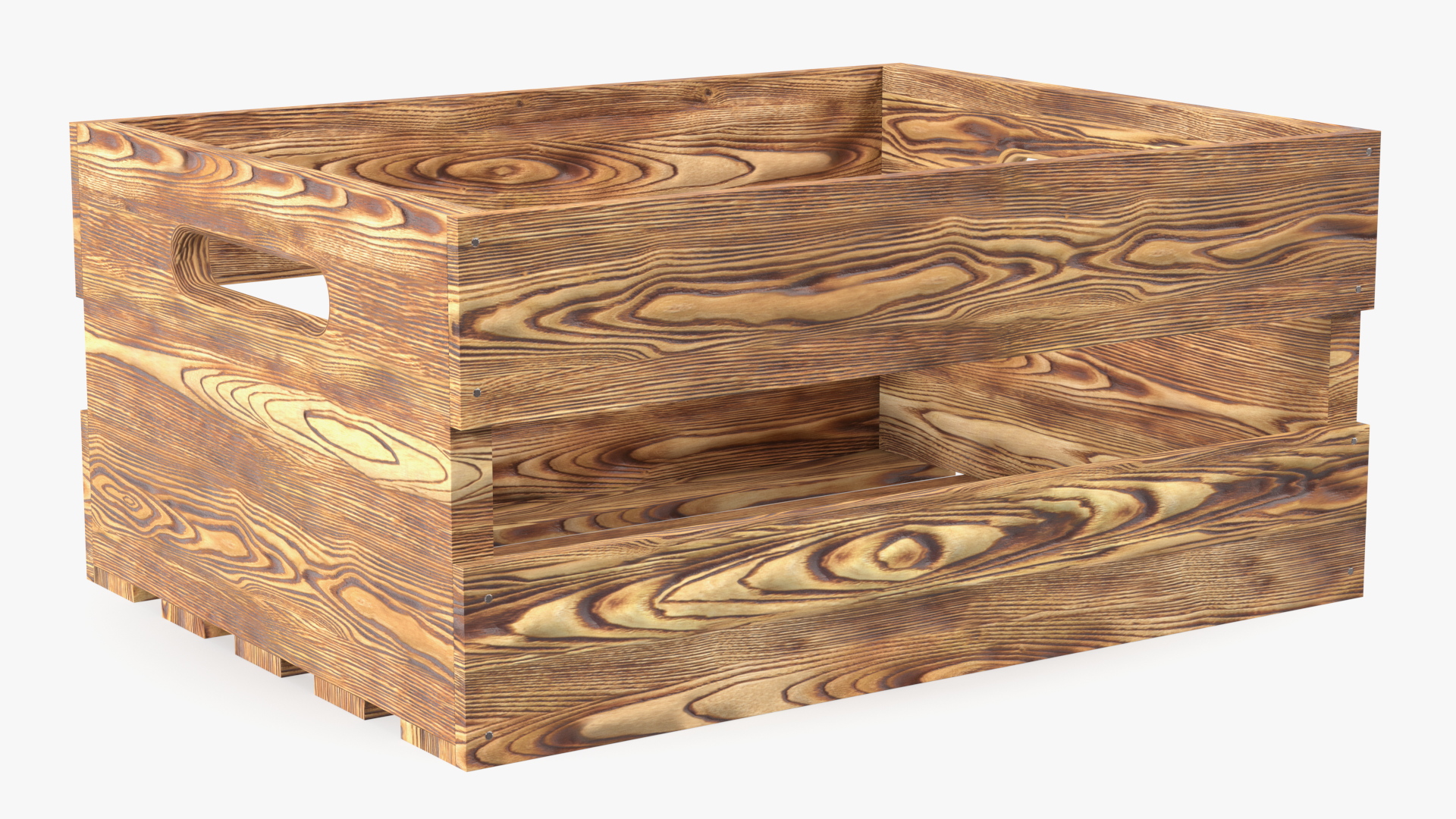 3D model Scorched Small Low Wooden Fruit Box